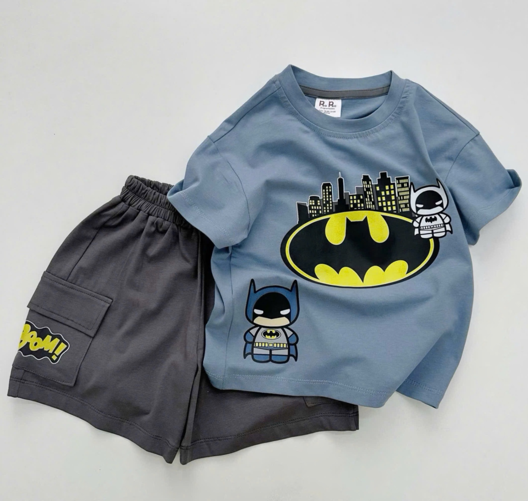 T707 - BỘ ĐÙI BÉ TRAI ÁO XANH BATMAN QUẦN XÁM