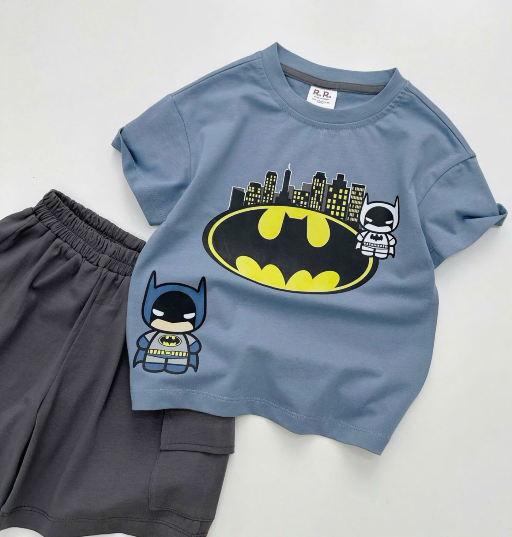 T707 - BỘ ĐÙI BÉ TRAI ÁO XANH BATMAN QUẦN XÁM