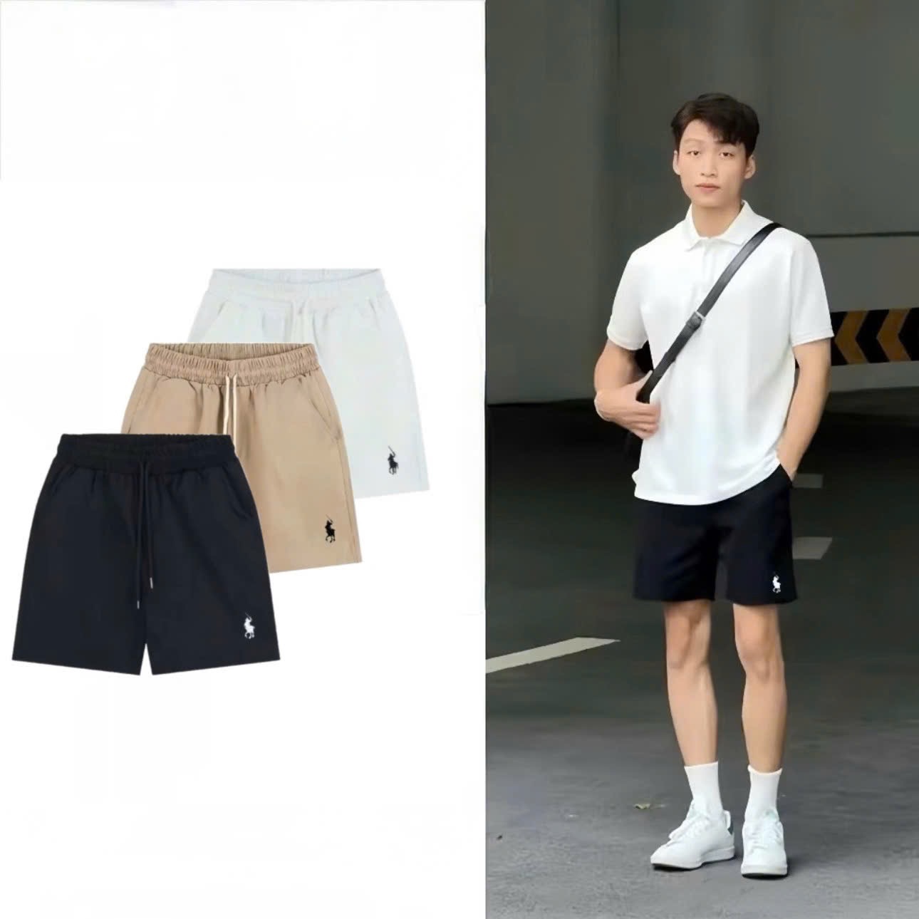QNA47 - SET 3 QUẦN ĐÙI NAM TỔ ONG THÊU KỊ SĨ đen nâu trắng