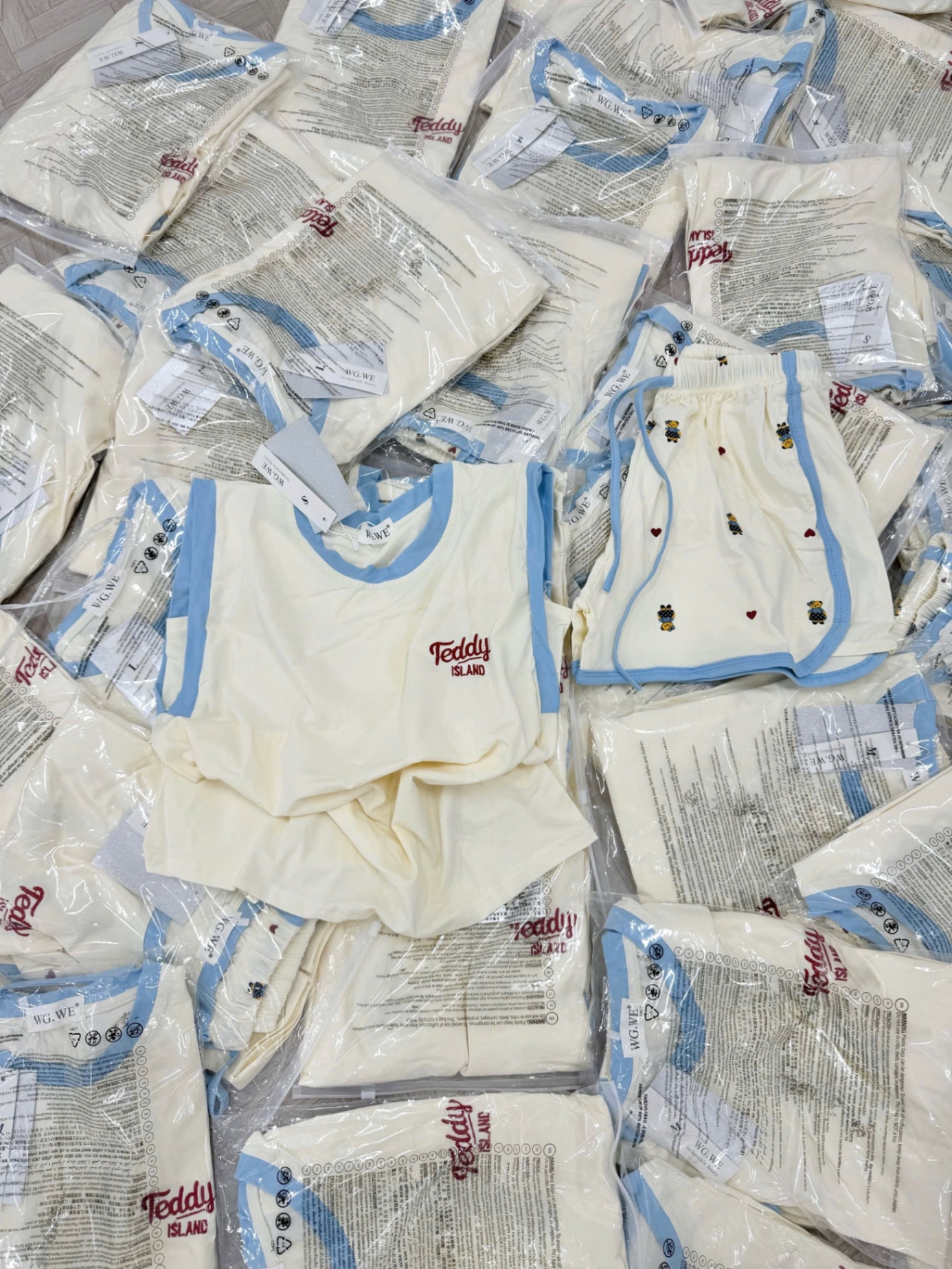 S034 - BỘ ĐÙI NỮ ÁO BE GẤU Teddy VIỀN XANH