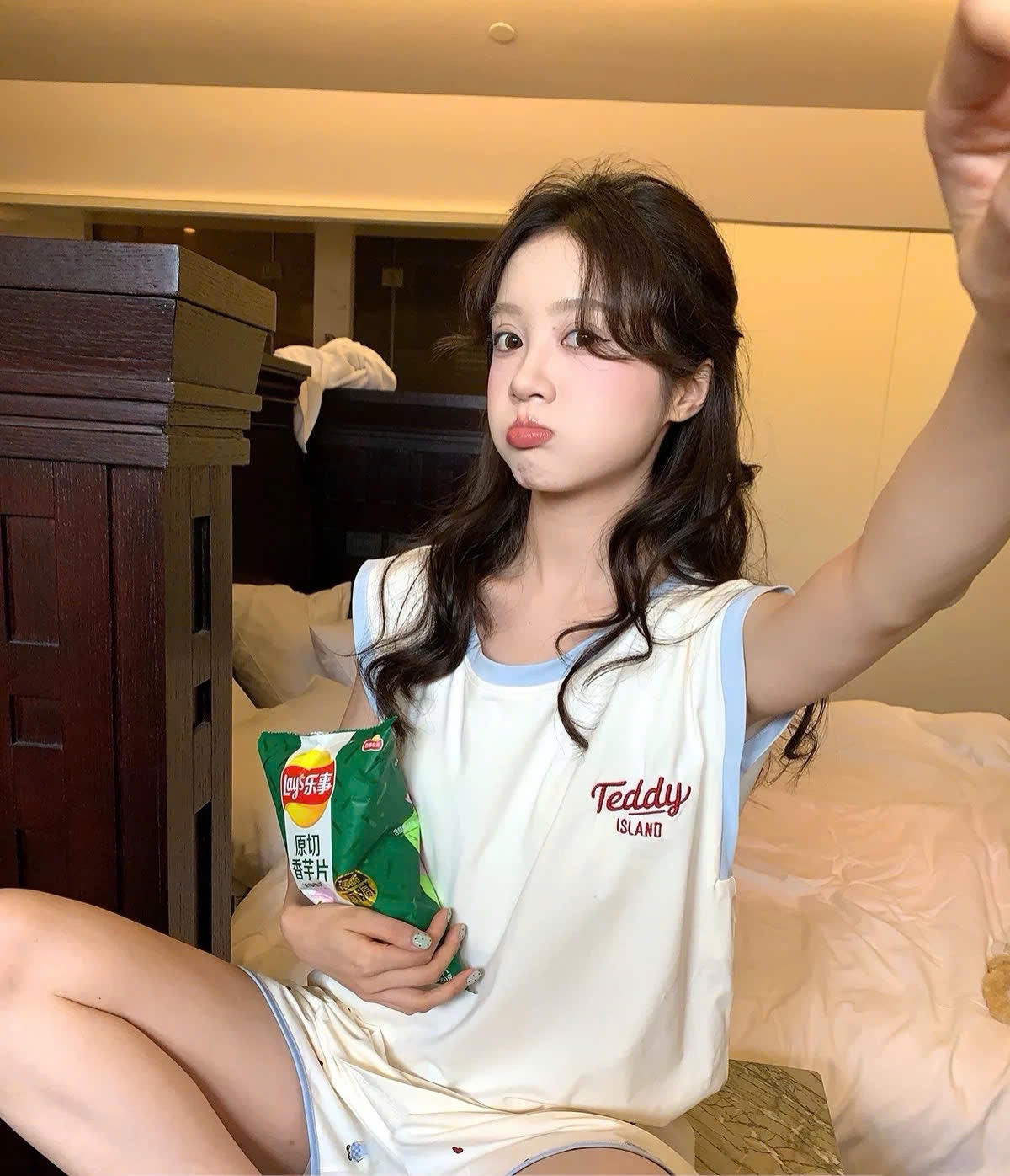 S034 - BỘ ĐÙI NỮ ÁO BE GẤU Teddy VIỀN XANH