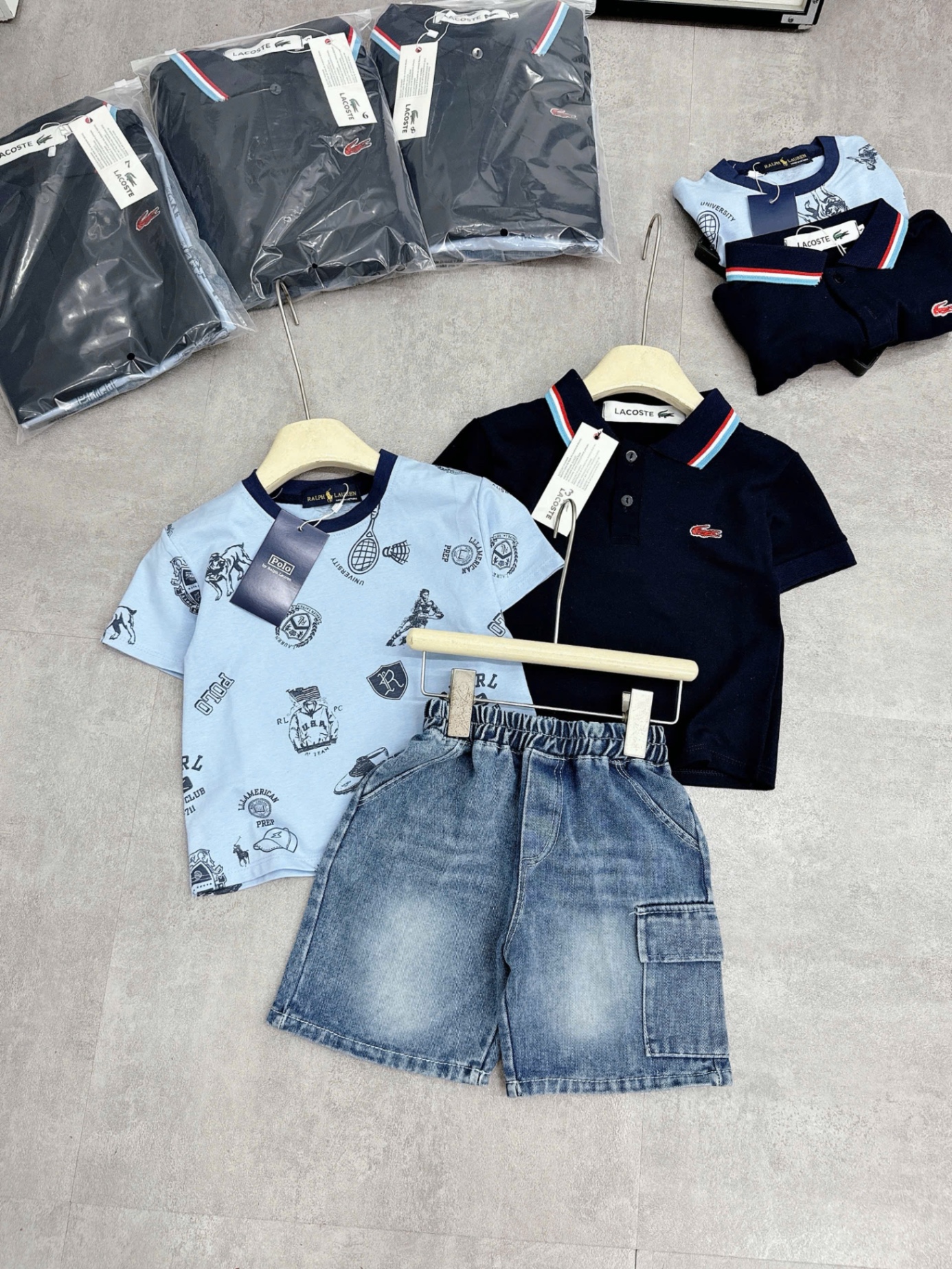 T719 - SET BÉ TRAI 3CT ÁO THAN XANH LASCOTE QUẦN BÒ