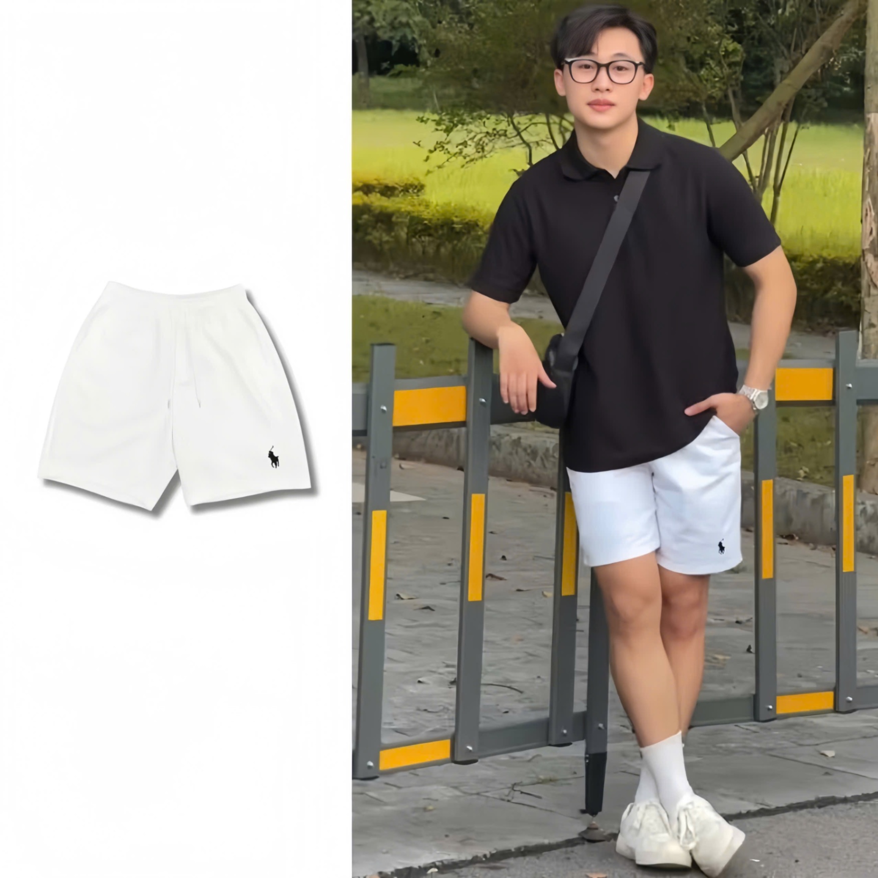 QNA47 - SET 3 QUẦN ĐÙI NAM TỔ ONG THÊU KỊ SĨ đen nâu trắng