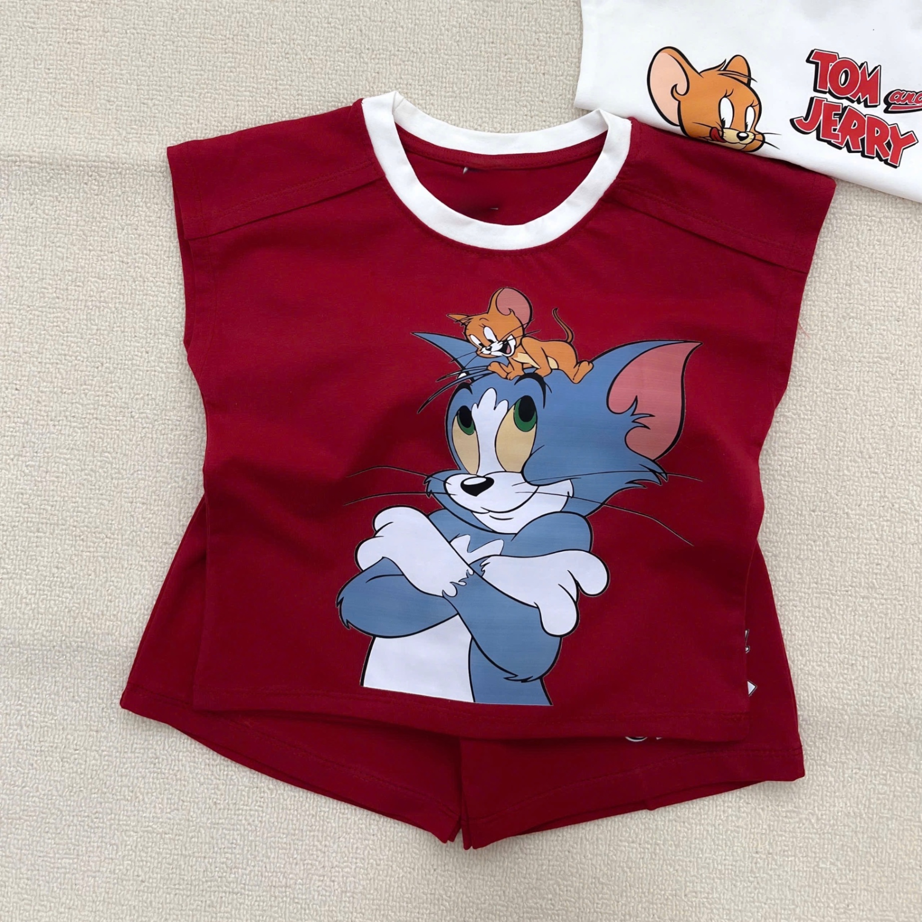 T727 - SET BÉ TRAI 3CT ÁO ĐỎ TRẮNG TOM JERRY QUẦN ĐỎ