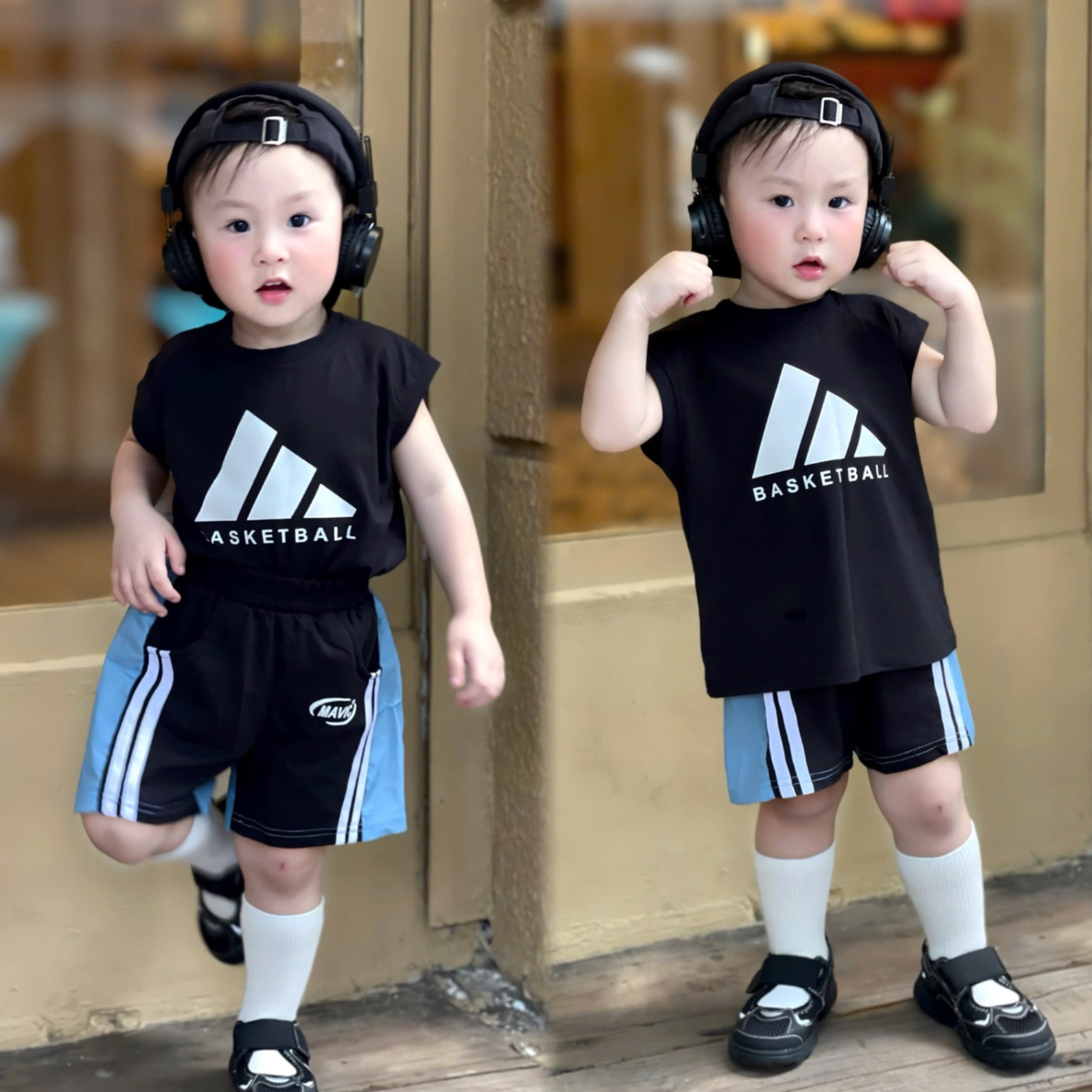 T728 - BỘ ĐÙI BÉ TRAI SÁT NÁCH ĐEN BASKETBALL