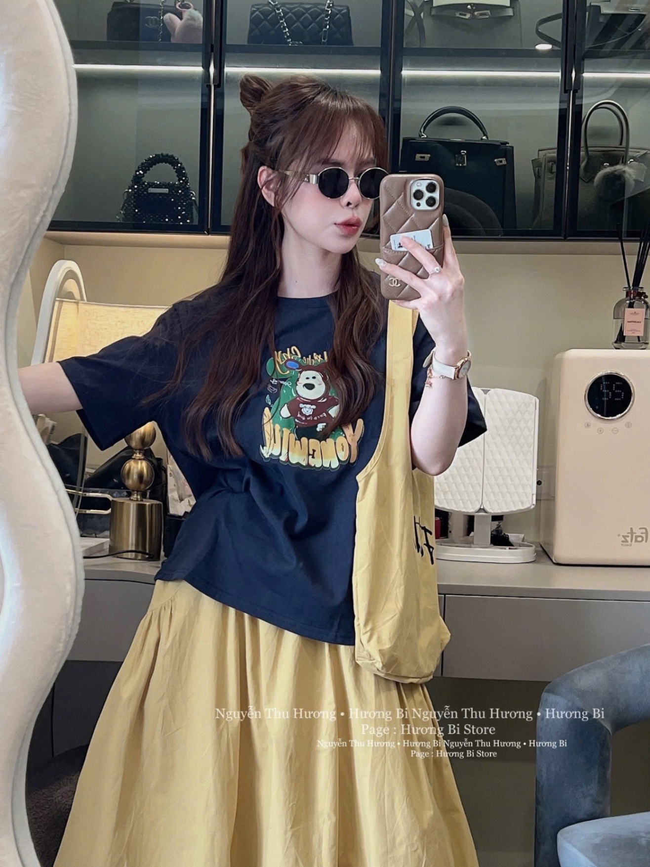 S045 - SET ÁO THAN GẤU CVAY VÀNG KÈM TÚI