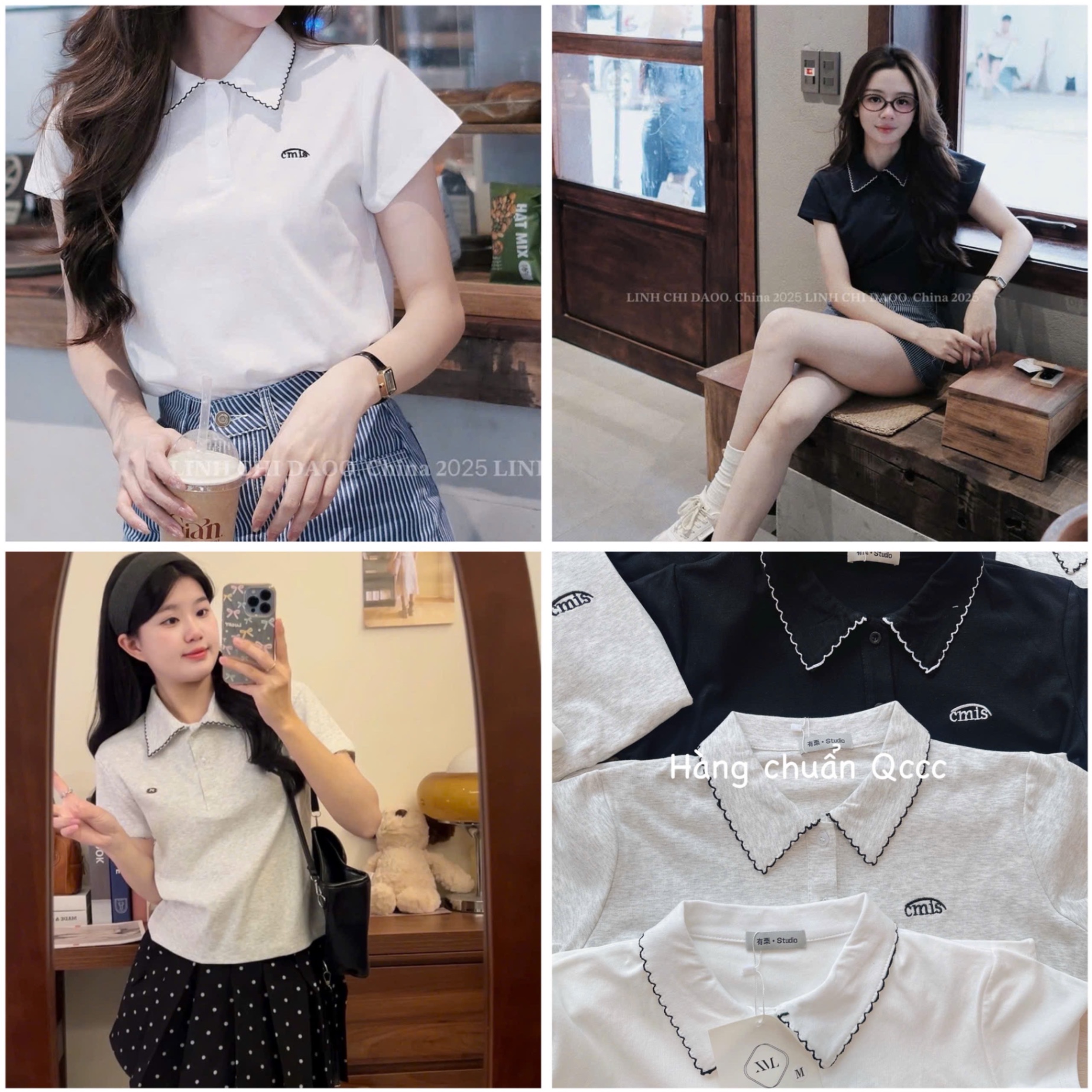 ANU232 - ÁO POLO NỮ THÊU cmis CỔ VIỀN