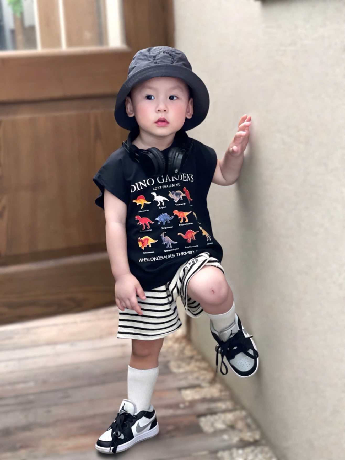 AB727 - SET 3 ÁO BÉ TRAI SÁT NÁCH KHỦNG LONG STEGO đen xanh trắng