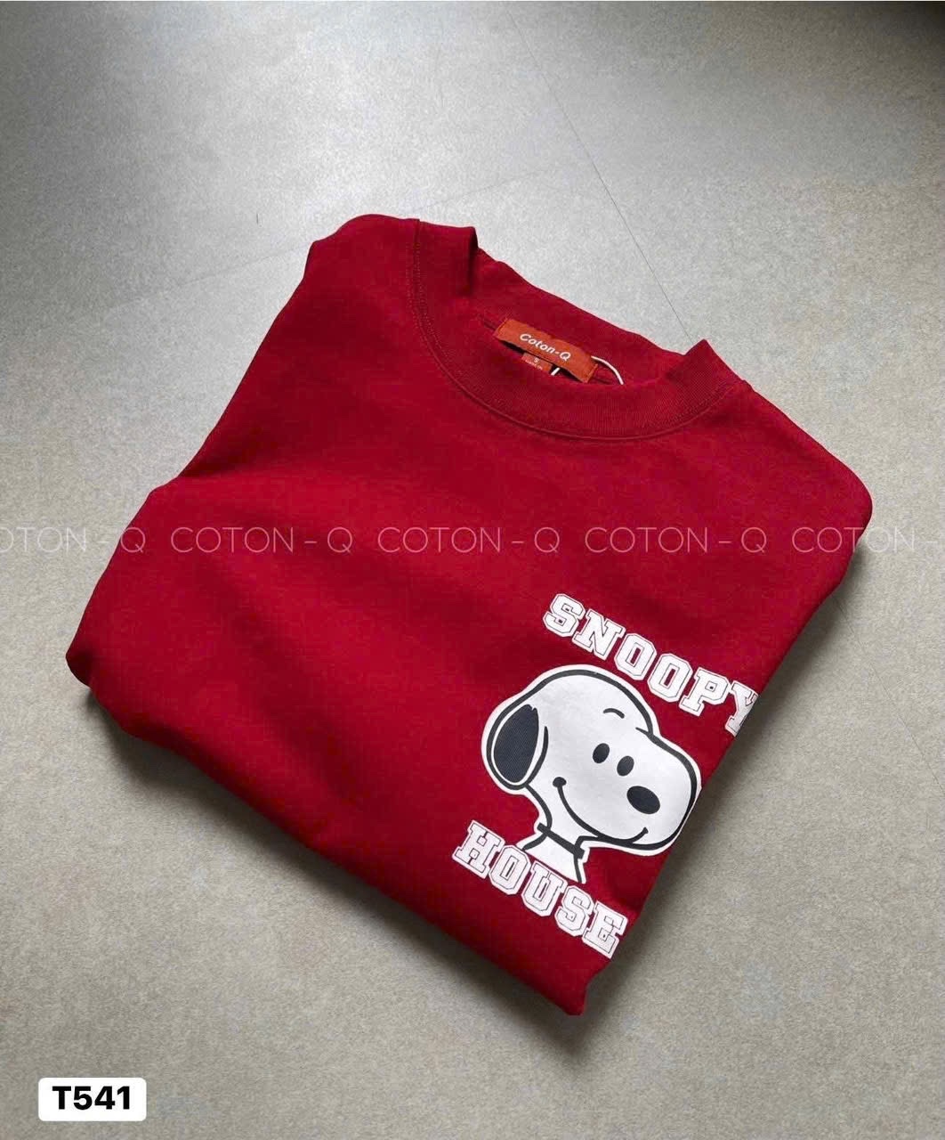 (Hàng chờ) ANU234 - ÁO PHÔNG NỮ ĐỎ SNOOPY CHỮ TRẮNG