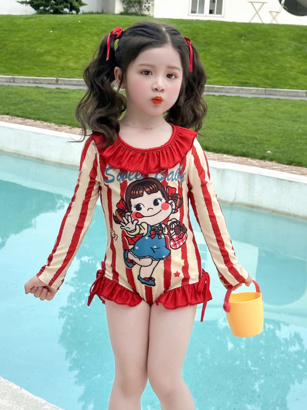 G637 - SET BƠI BÉ GÁI BE SỌC ĐỎ CÔ GÁI