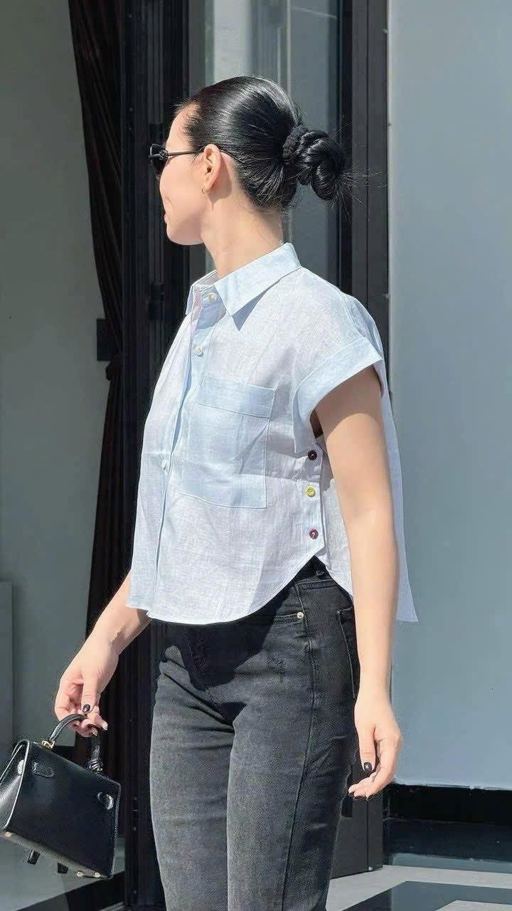 ANU236 - ÁO SƠ MI NỮ LIEN CÚC SƯỜN TÚI NGỰC