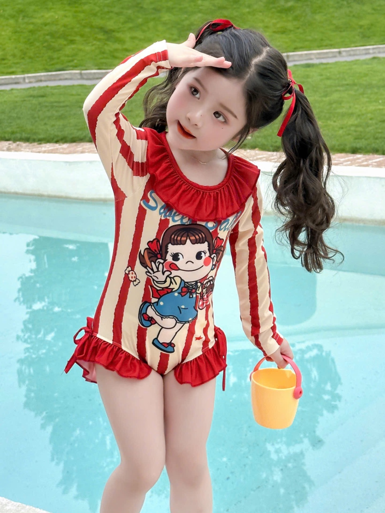 G637 - SET BƠI BÉ GÁI BE SỌC ĐỎ CÔ GÁI