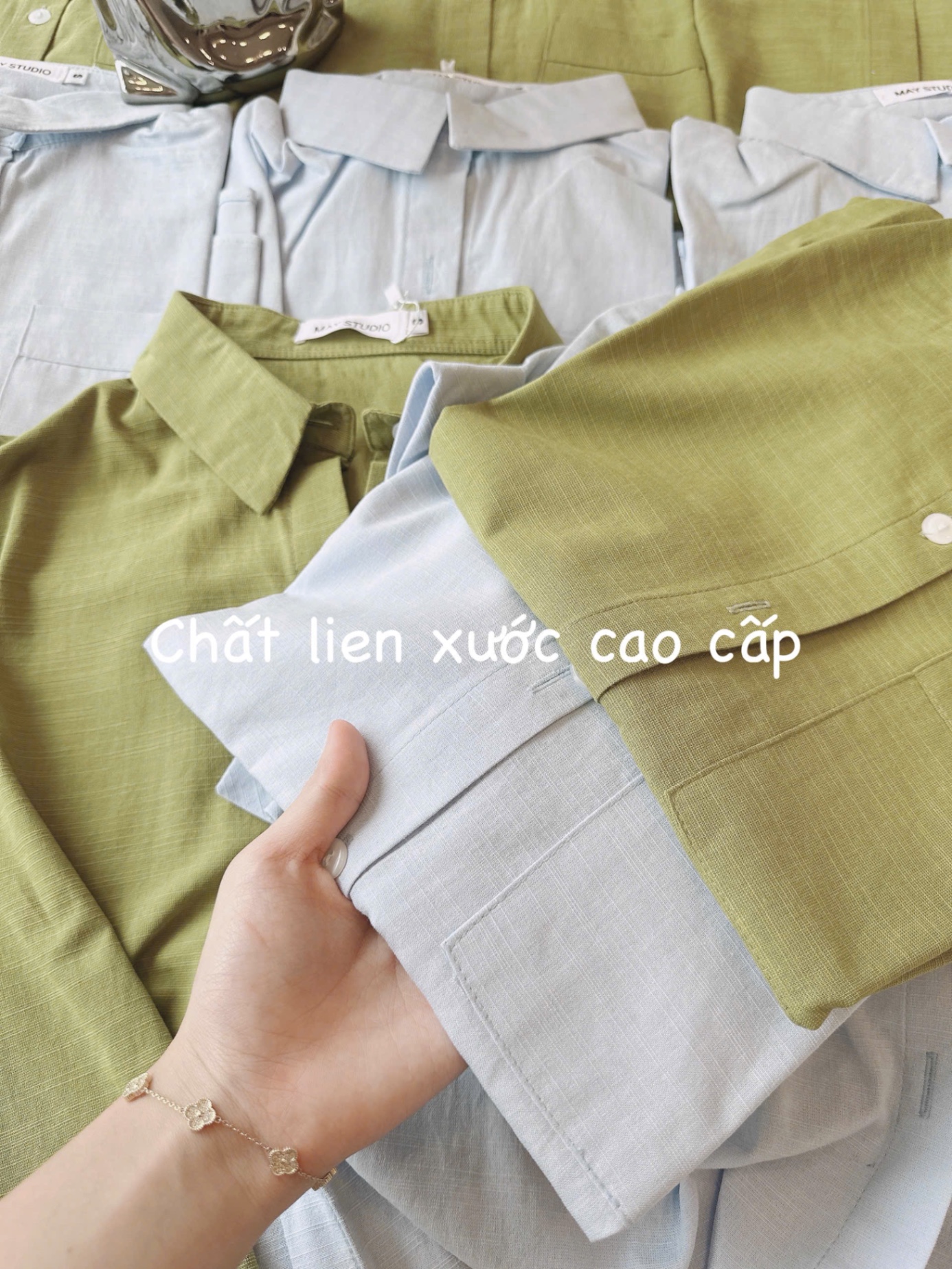 ANU236 - ÁO SƠ MI NỮ LIEN CÚC SƯỜN TÚI NGỰC