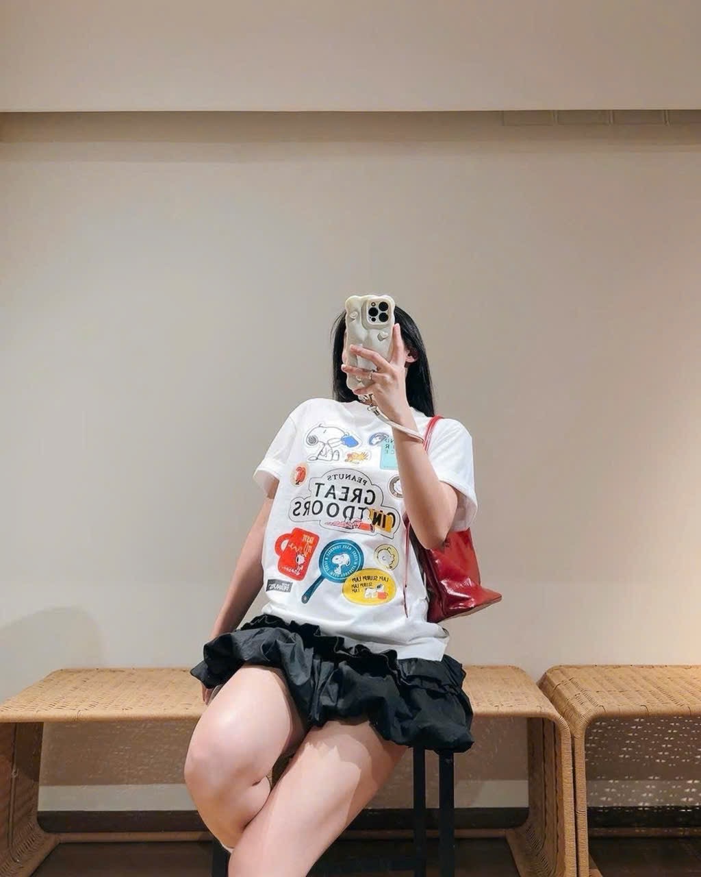 ANU239 - ÁO PHÔNG NỮ TRẮNG SNOOPY PEANUTS