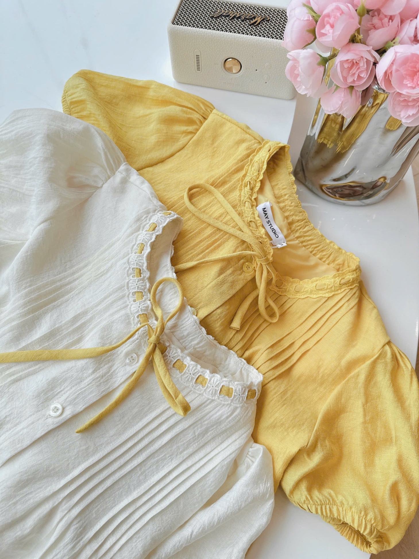 S074 - SET ÁO TƠ CỔ REN LI 2 LỚP QUẦN BAGGY
