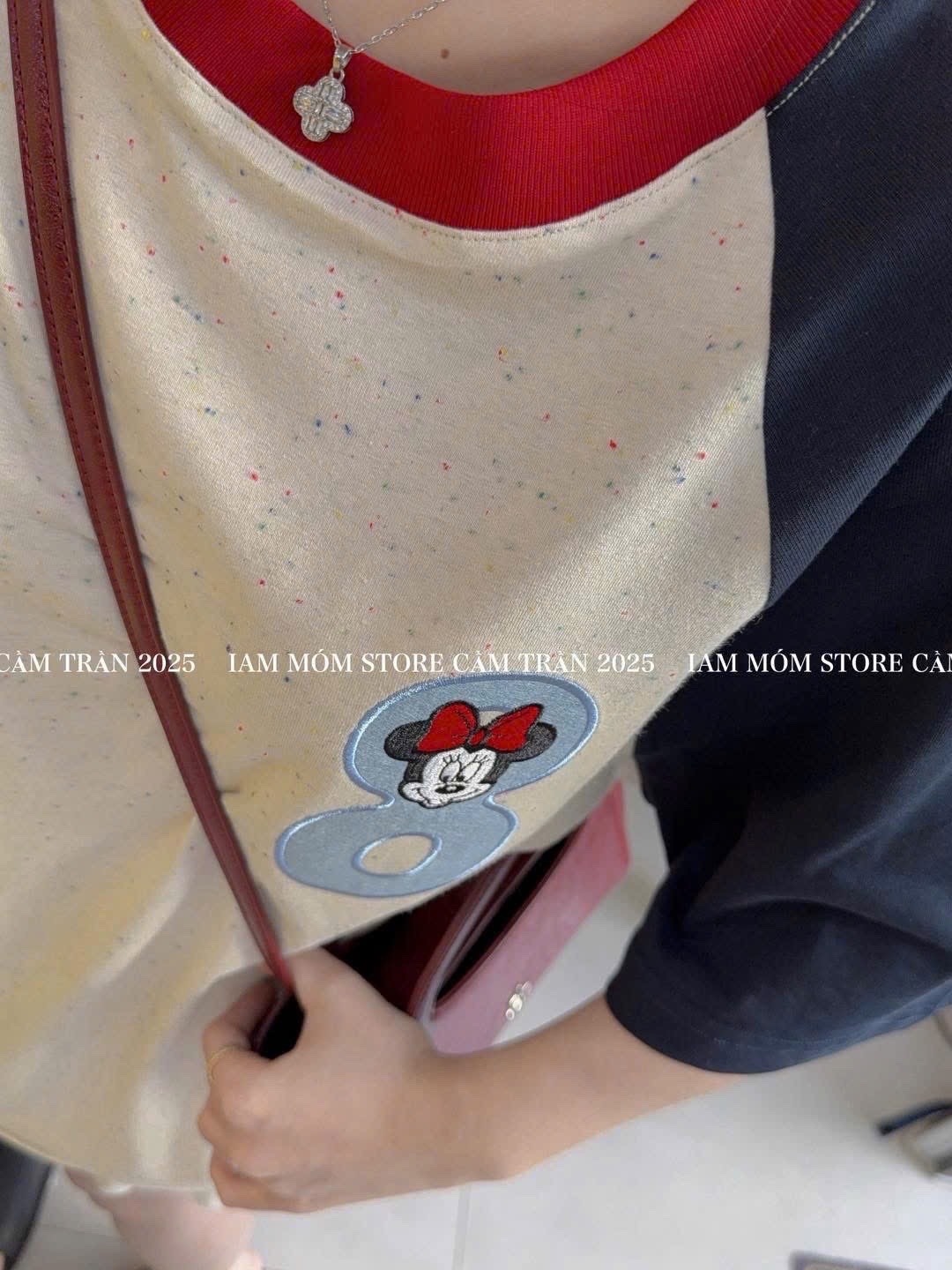(hàng chờ) ANU238 - ÁO PHÔNG NỮ MICKEY PHỐI TAY THAN SỐ 8