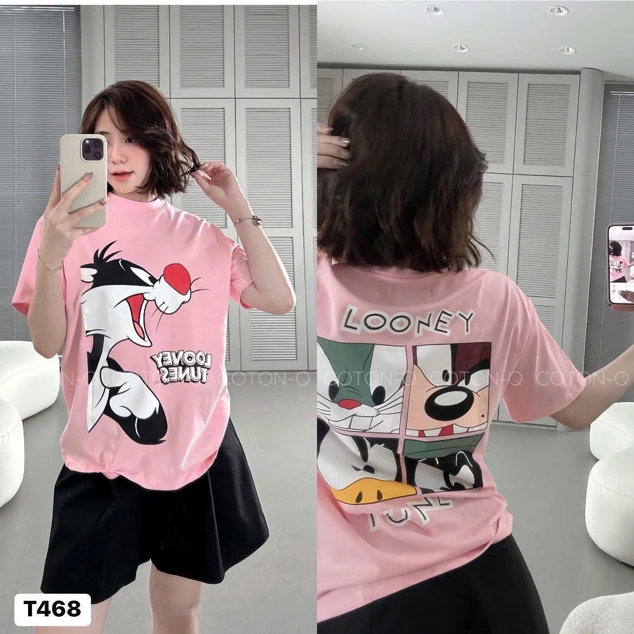 ANU241 - ÁO PHÔNG NỮ HỒNG THỎ LOONEY TUNES
