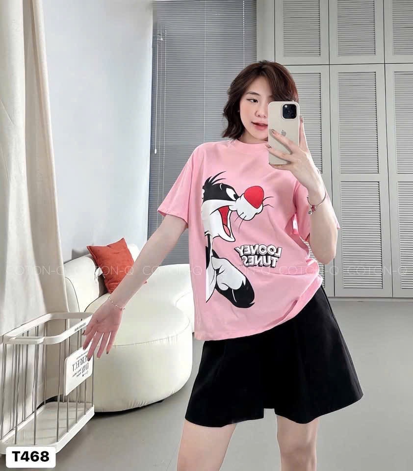 ANU241 - ÁO PHÔNG NỮ HỒNG THỎ LOONEY TUNES