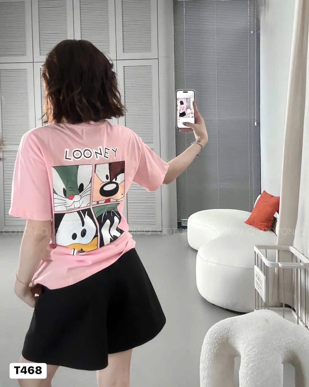 ANU241 - ÁO PHÔNG NỮ HỒNG THỎ LOONEY TUNES