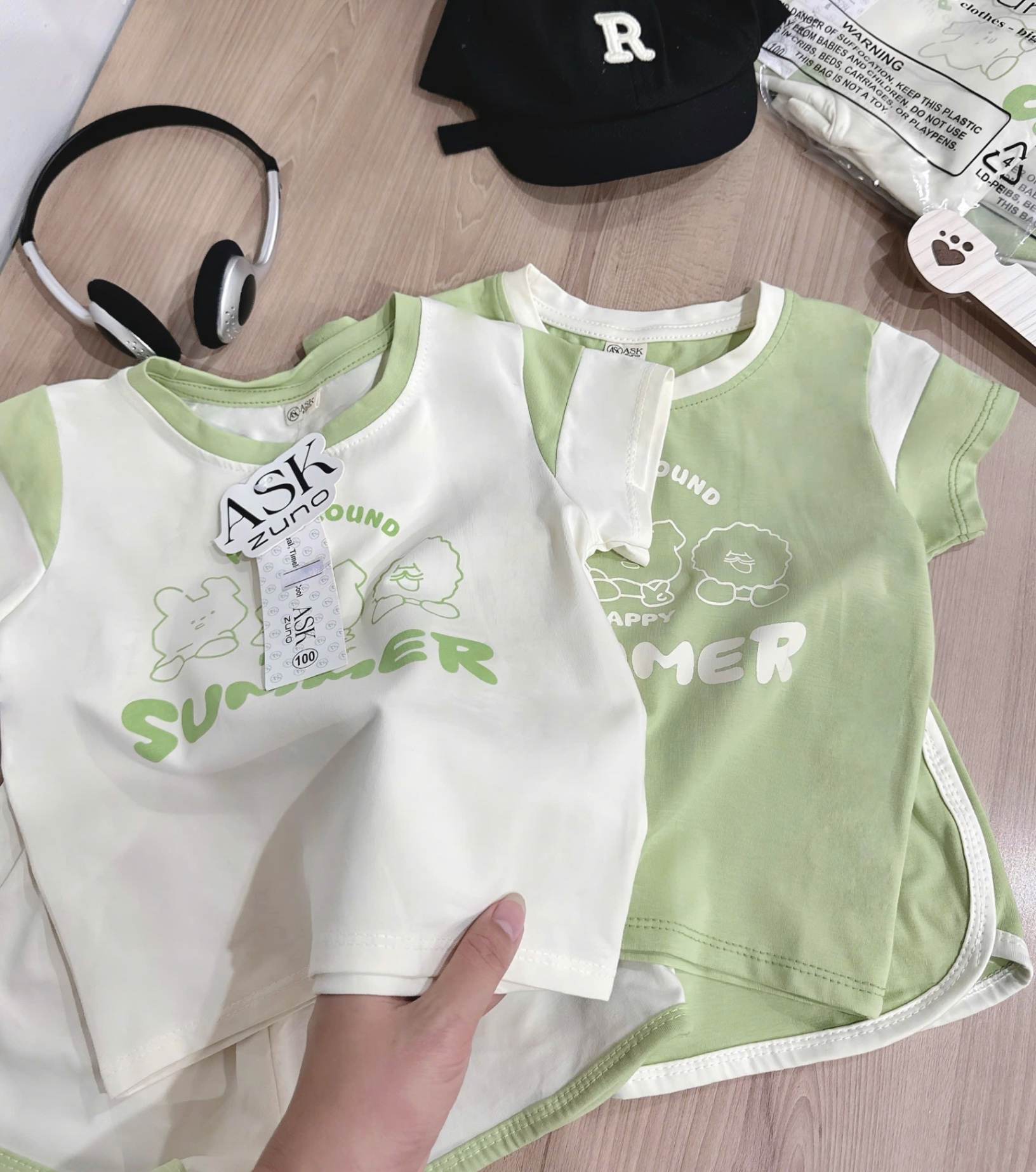 T744 - SET 2 BỘ ĐÙI BÉ TRAI SUMMER KEM PHỐI XANH BƠ