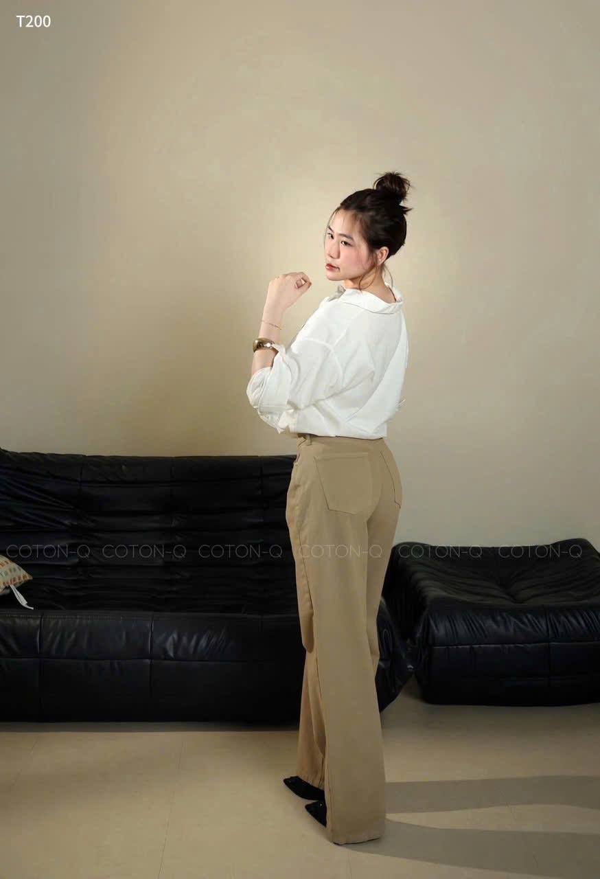 QNU607 - QUẦN JEANS SUÔNG NÂU CỐM