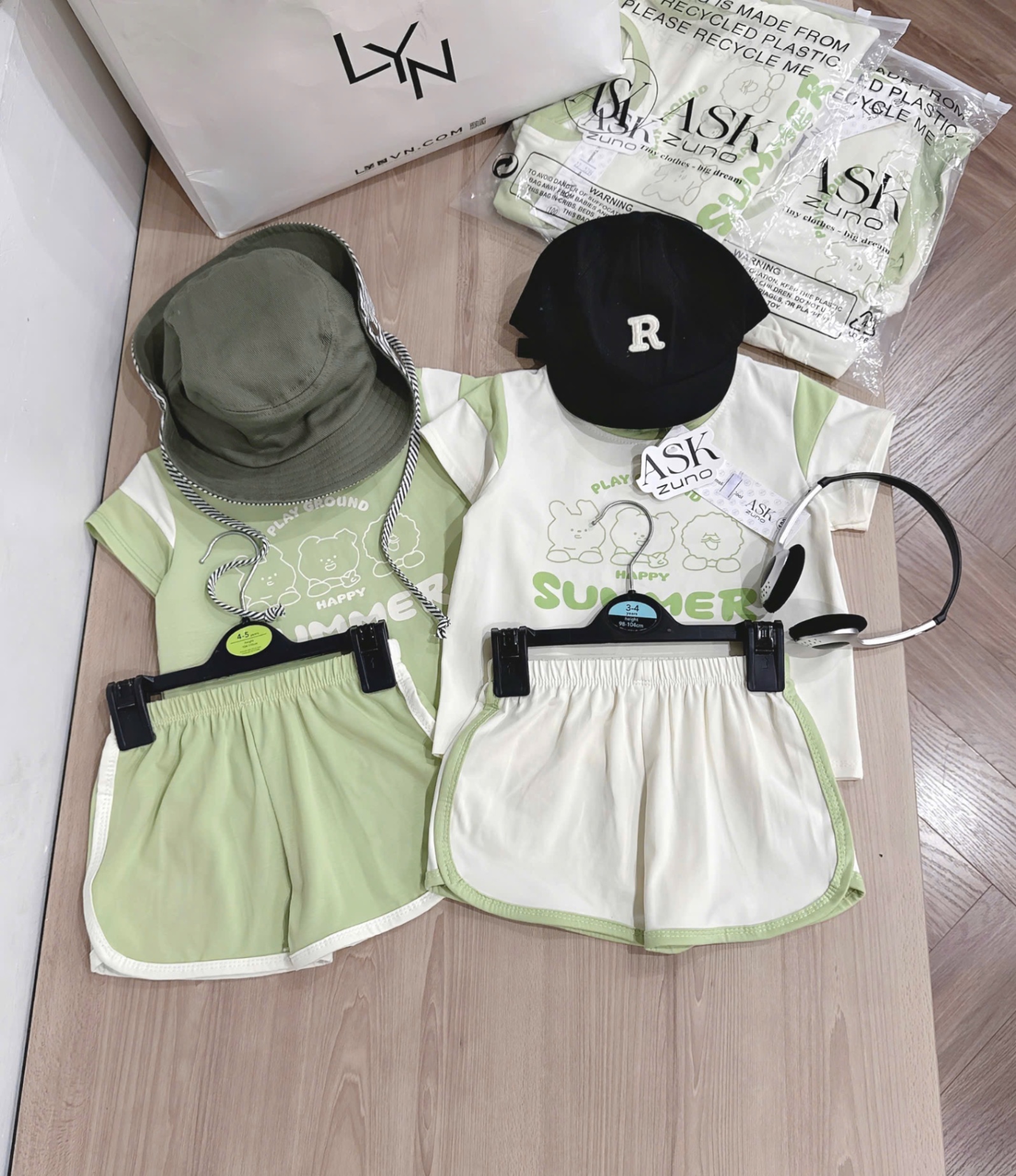 T744 - SET 2 BỘ ĐÙI BÉ TRAI SUMMER KEM PHỐI XANH BƠ