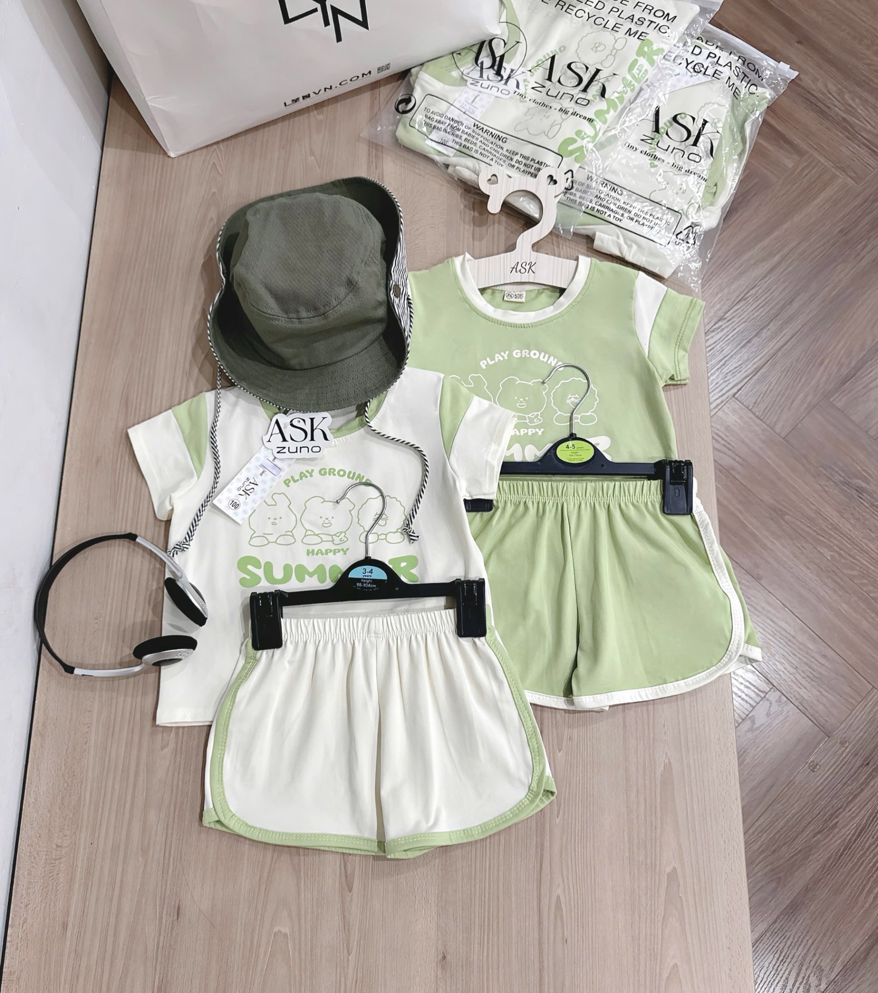 T744 - SET 2 BỘ ĐÙI BÉ TRAI SUMMER KEM PHỐI XANH BƠ
