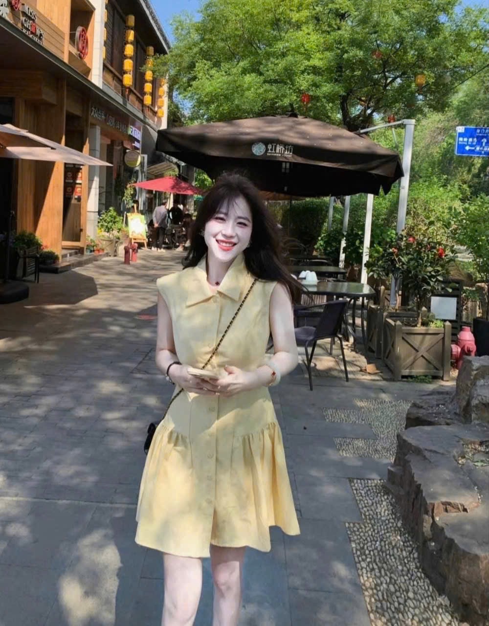 V481 - VÁY SƠ MI VÀNG CHANH XOÈ GẤU
