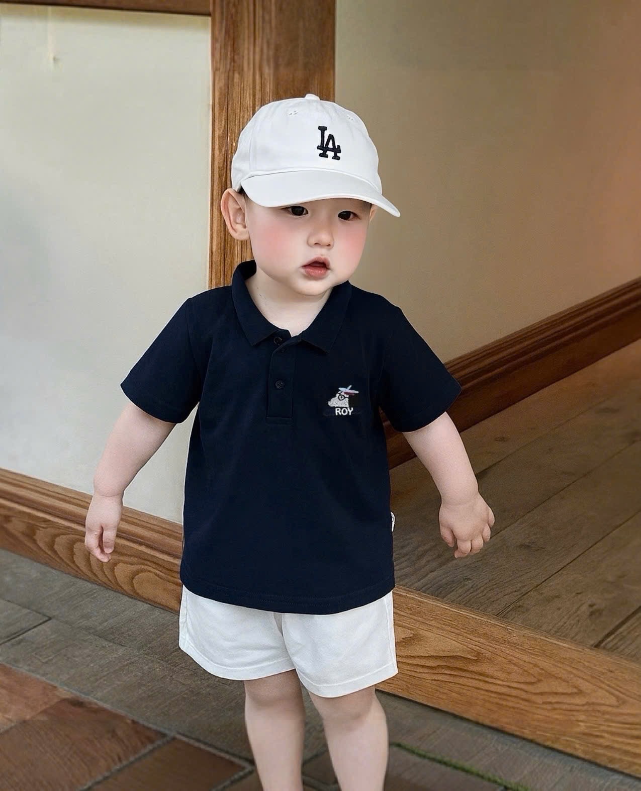 AB729 - SET 3 ÁO POLO BÉ TRAI THÊU ROY NGỰA đen nâu trắng