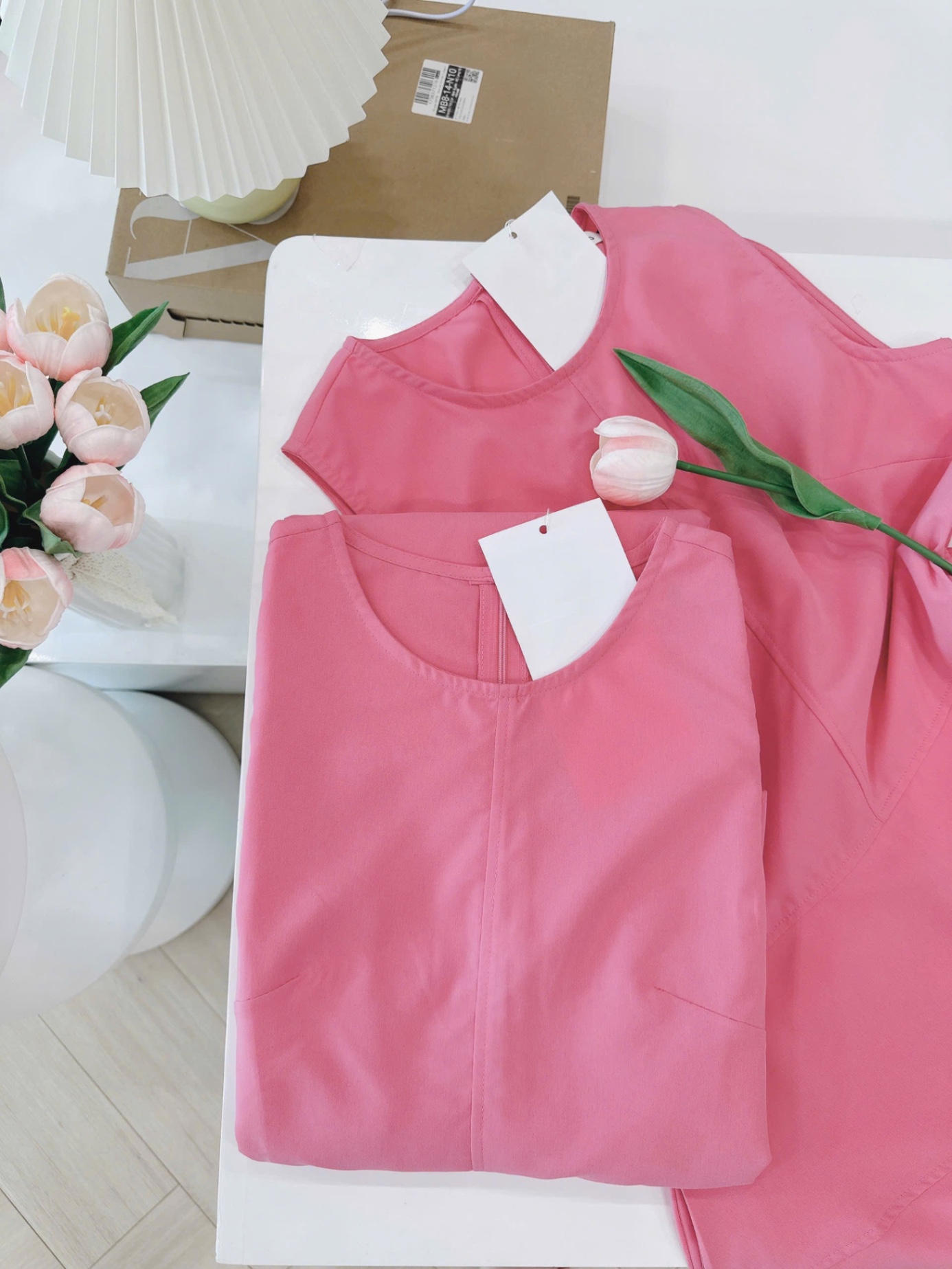 V478 - VÁY THÔ HỒNG DÁNG DÀI SÁT NÁCH 2 LỚP