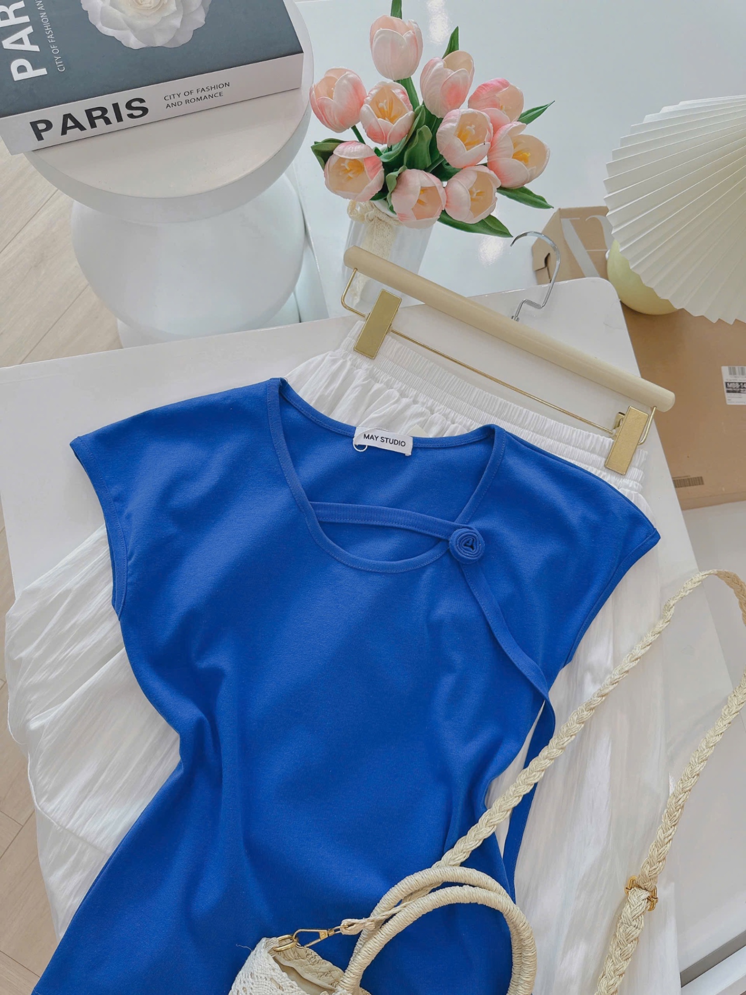 S082 - SET ÁO ZIP XANH COBAN CÁCH ĐIỆU MIX CVAY TRẮNG DÀI