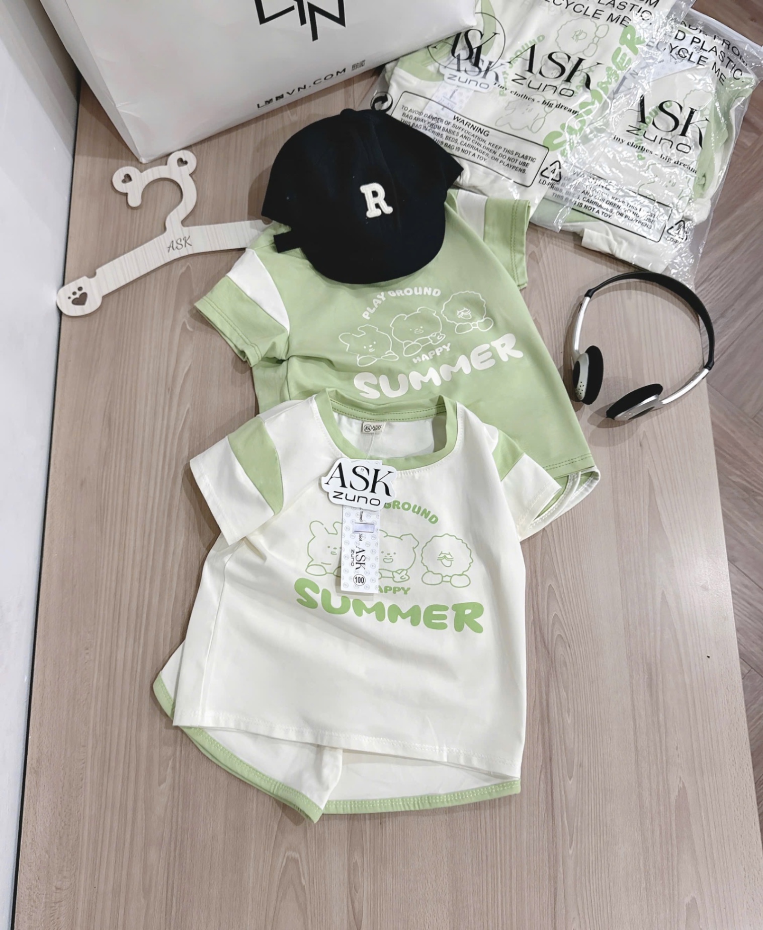 T744 - SET 2 BỘ ĐÙI BÉ TRAI SUMMER KEM PHỐI XANH BƠ