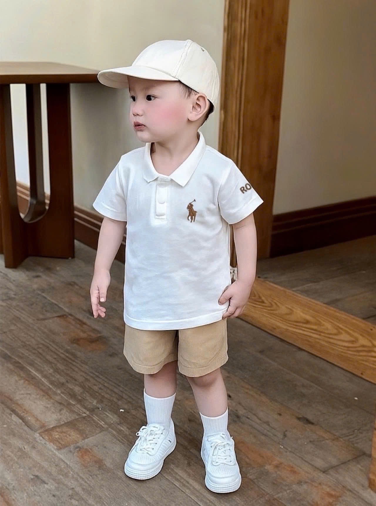 AB729 - SET 3 ÁO POLO BÉ TRAI THÊU ROY NGỰA đen nâu trắng