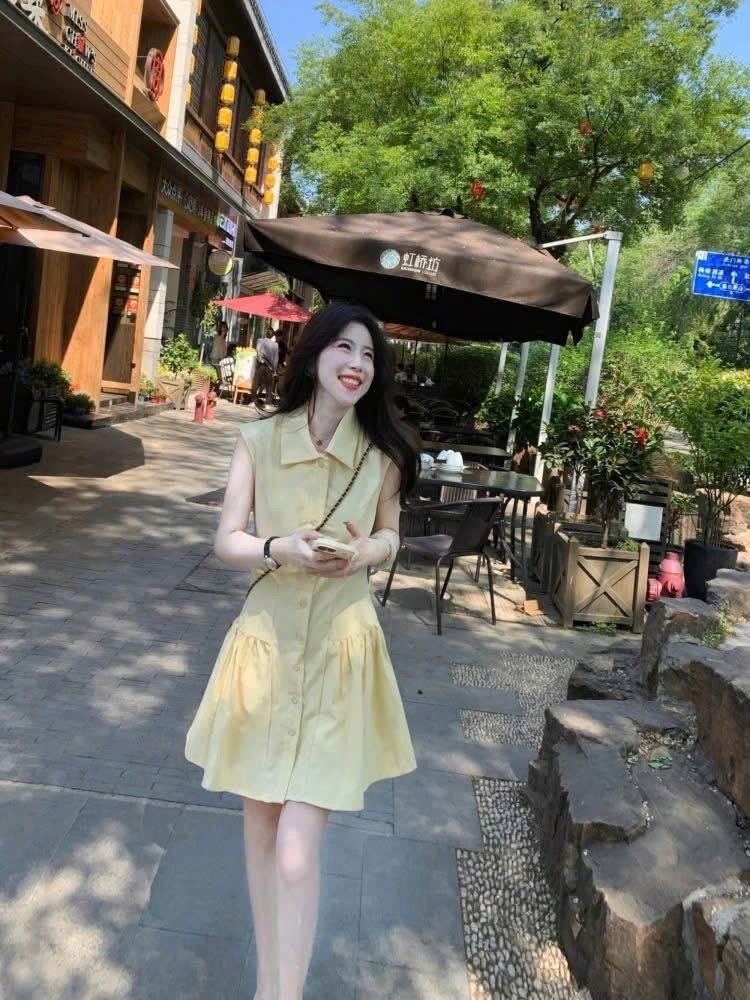 V481 - VÁY SƠ MI VÀNG CHANH XOÈ GẤU