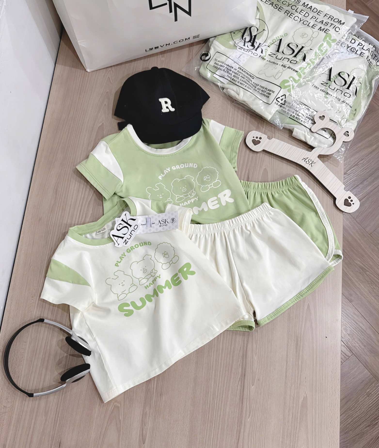 T744 - SET 2 BỘ ĐÙI BÉ TRAI SUMMER KEM PHỐI XANH BƠ