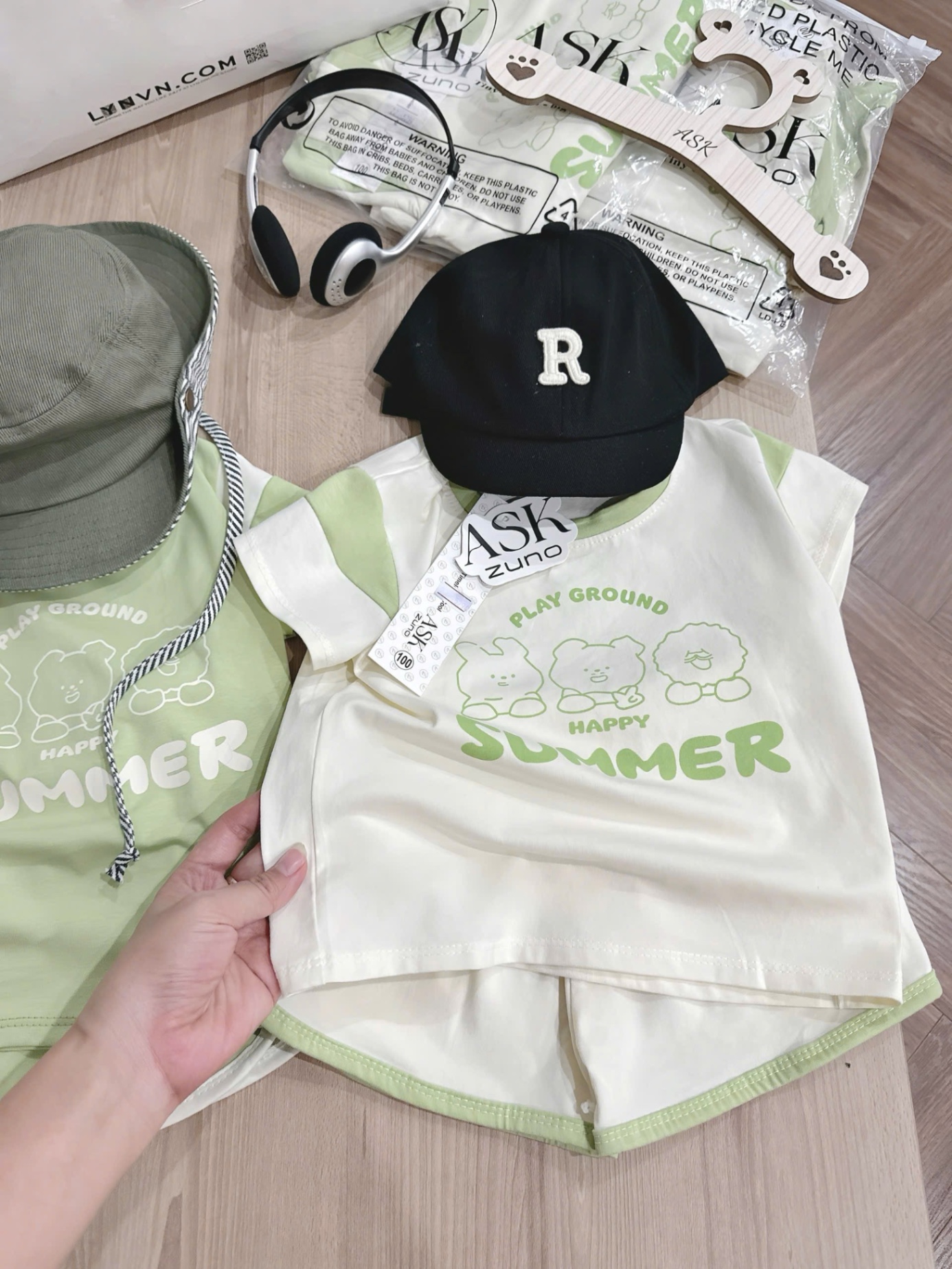 T744 - SET 2 BỘ ĐÙI BÉ TRAI SUMMER KEM PHỐI XANH BƠ