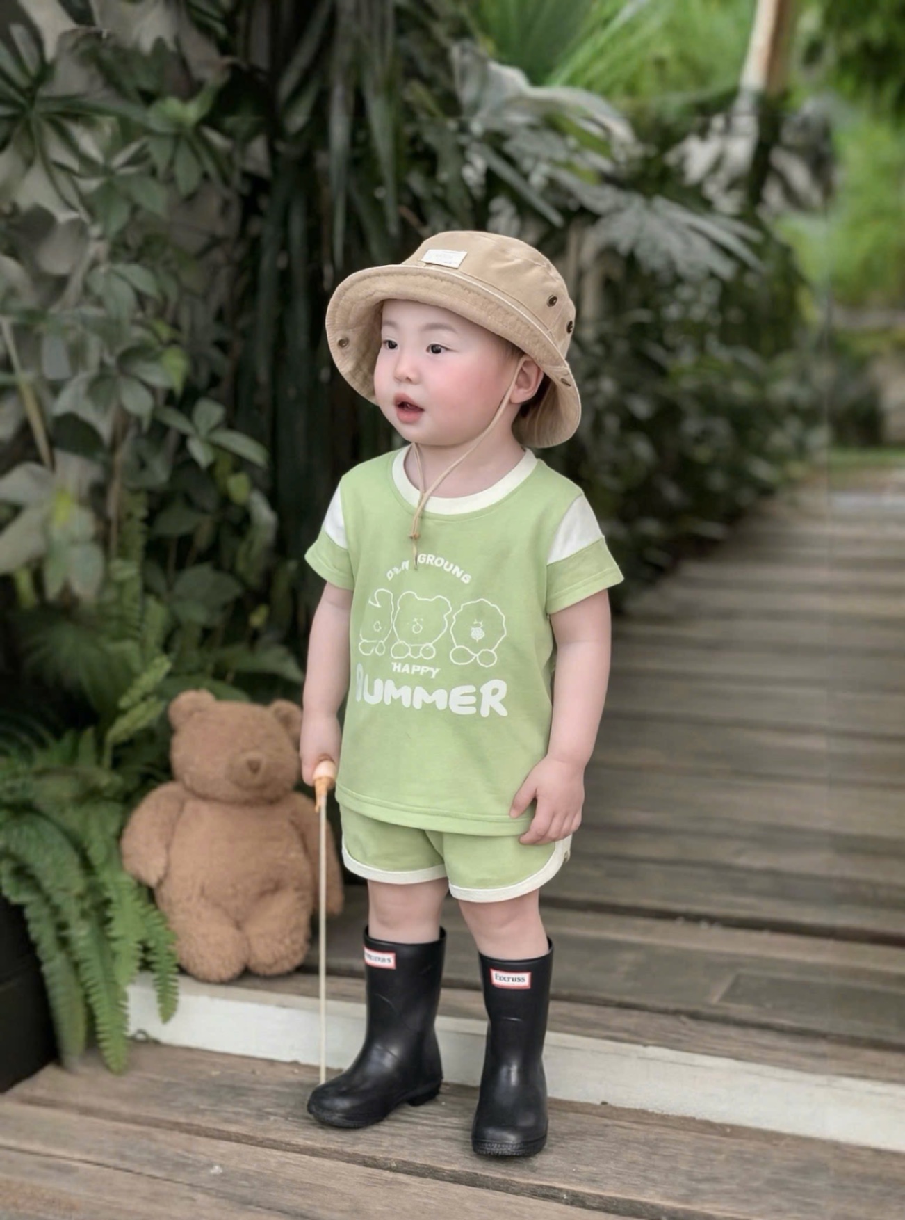 T744 - SET 2 BỘ ĐÙI BÉ TRAI SUMMER KEM PHỐI XANH BƠ