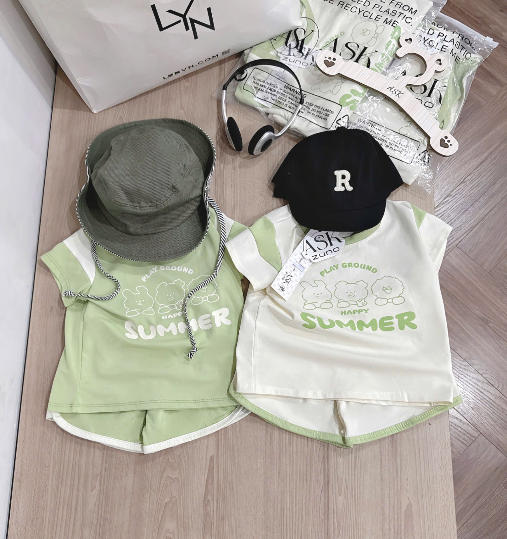 T744 - SET 2 BỘ ĐÙI BÉ TRAI SUMMER KEM PHỐI XANH BƠ