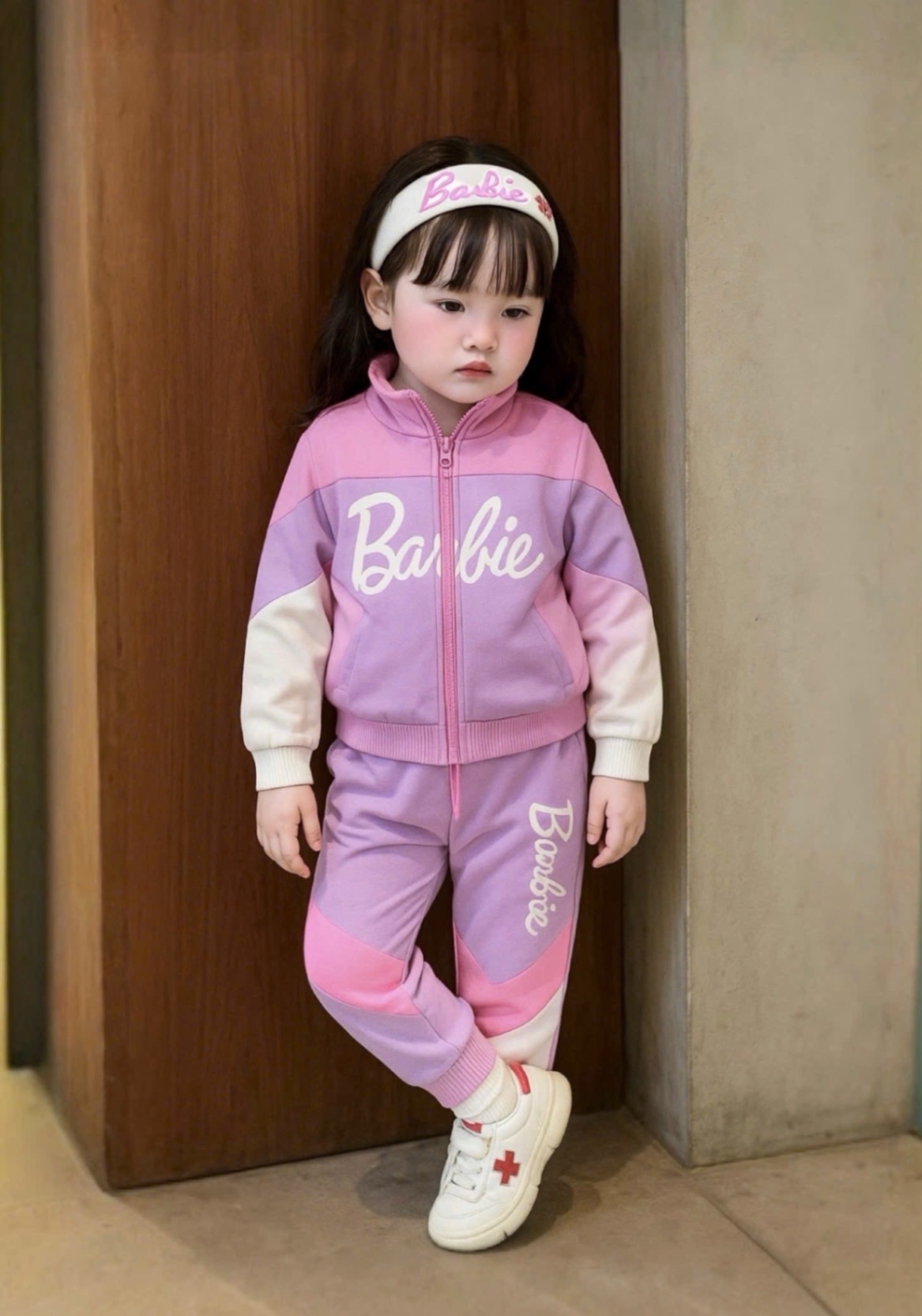 (Hàng chờ) G651 - BỘ GIÓ BÉ GÁI Barbie PHỐI HỒNG TÍM