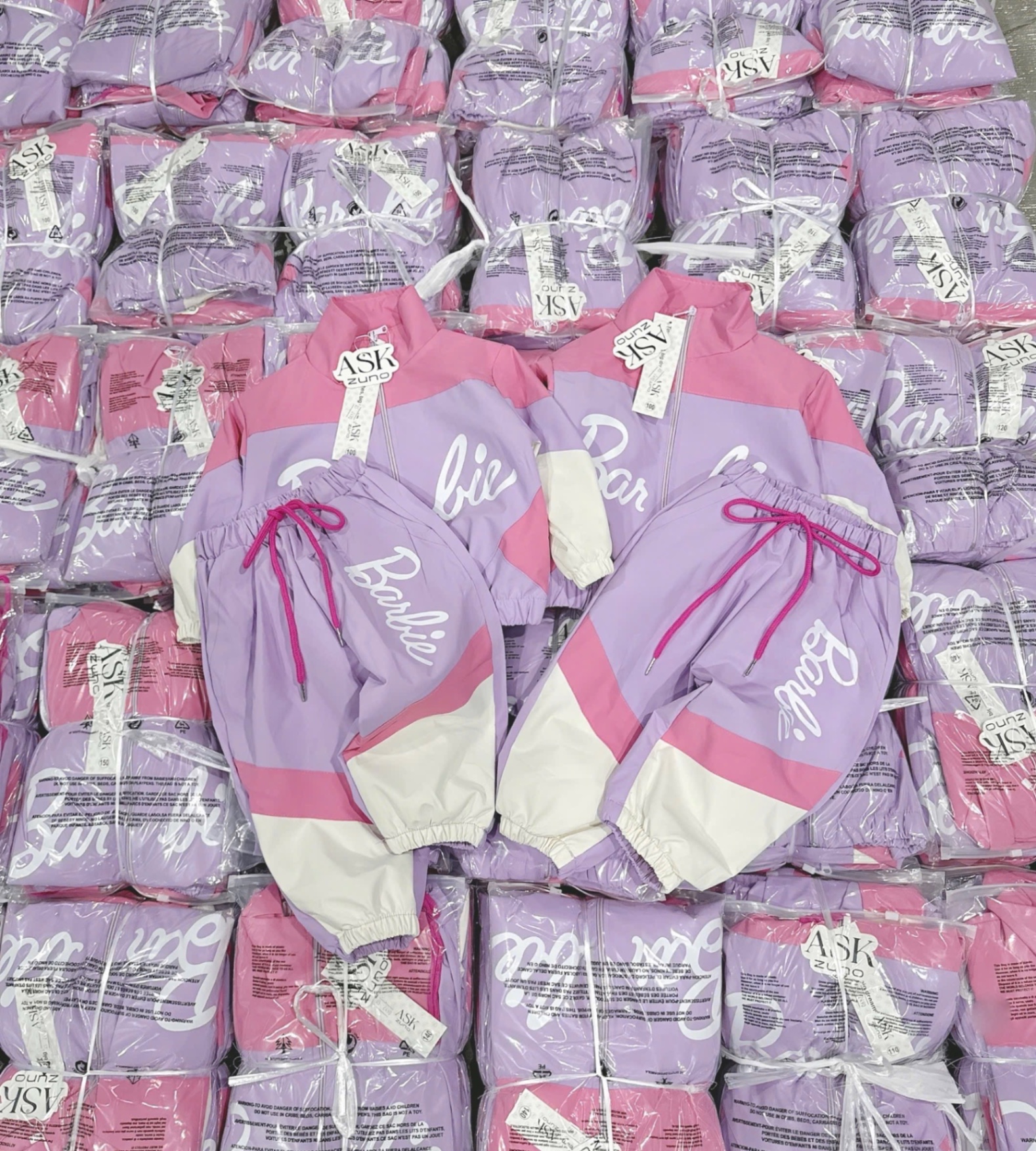 (Hàng chờ) G651 - BỘ GIÓ BÉ GÁI Barbie PHỐI HỒNG TÍM