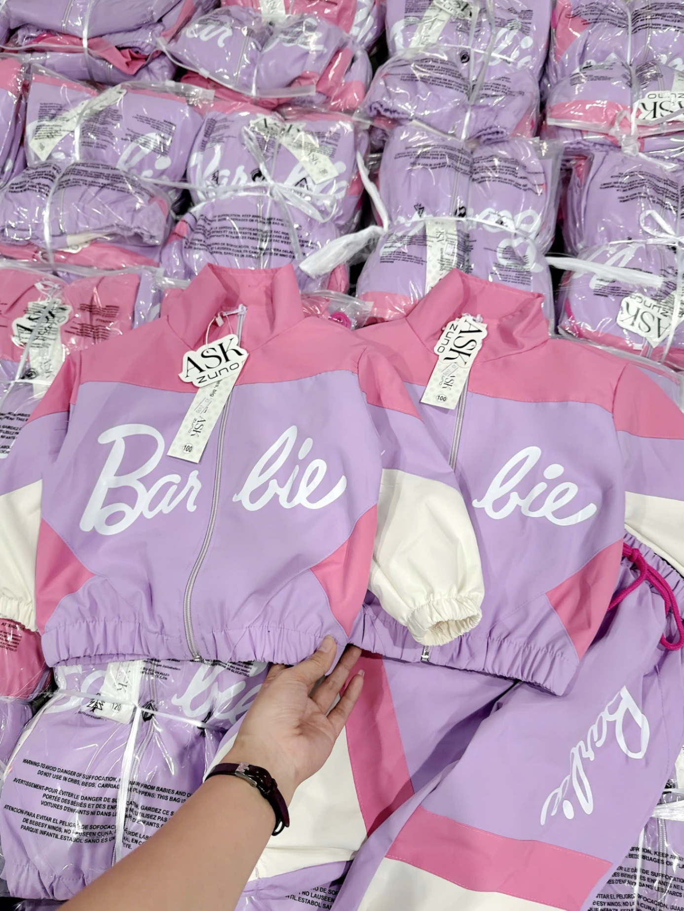 (Hàng chờ) G651 - BỘ GIÓ BÉ GÁI Barbie PHỐI HỒNG TÍM