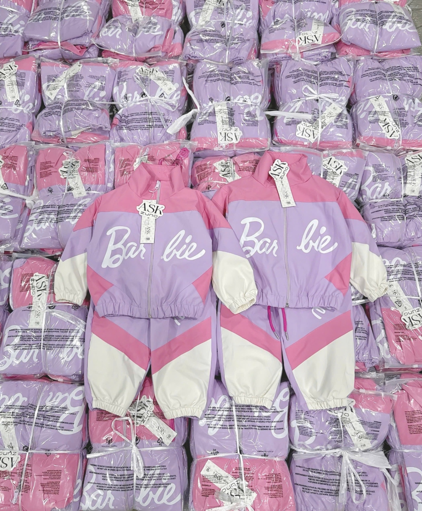 (Hàng chờ) G651 - BỘ GIÓ BÉ GÁI Barbie PHỐI HỒNG TÍM