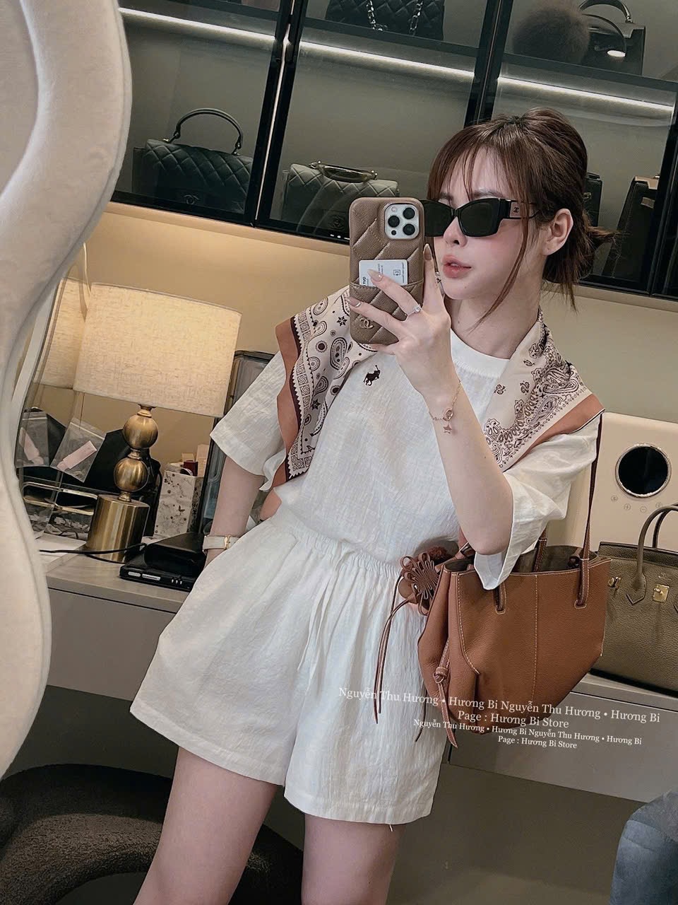 S105 - SET NỮ CỘC ĐŨI TRẮNG THÊU KỊ SĨ KÈM KHĂN