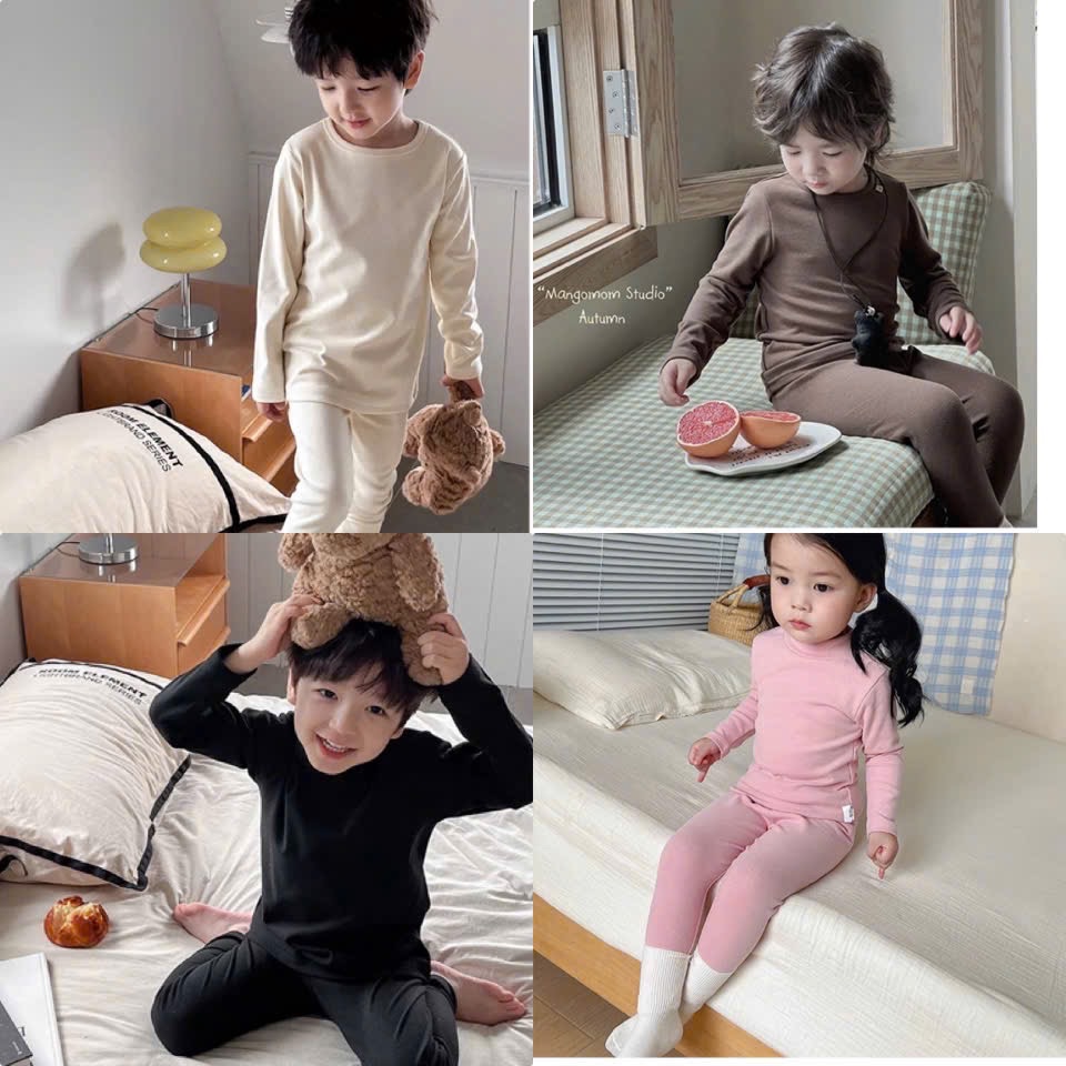 G665 - SET 2 BỘ BÉ TRAI GÁI ZIP LÔNG TRƠN CỔ TRÒN