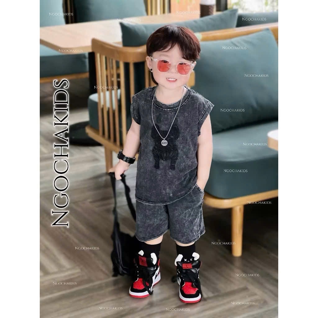 T784 - BỘ ĐÙI BÉ TRAI BA LỖ LOANG XÁM CHÓ MẶT XỆ