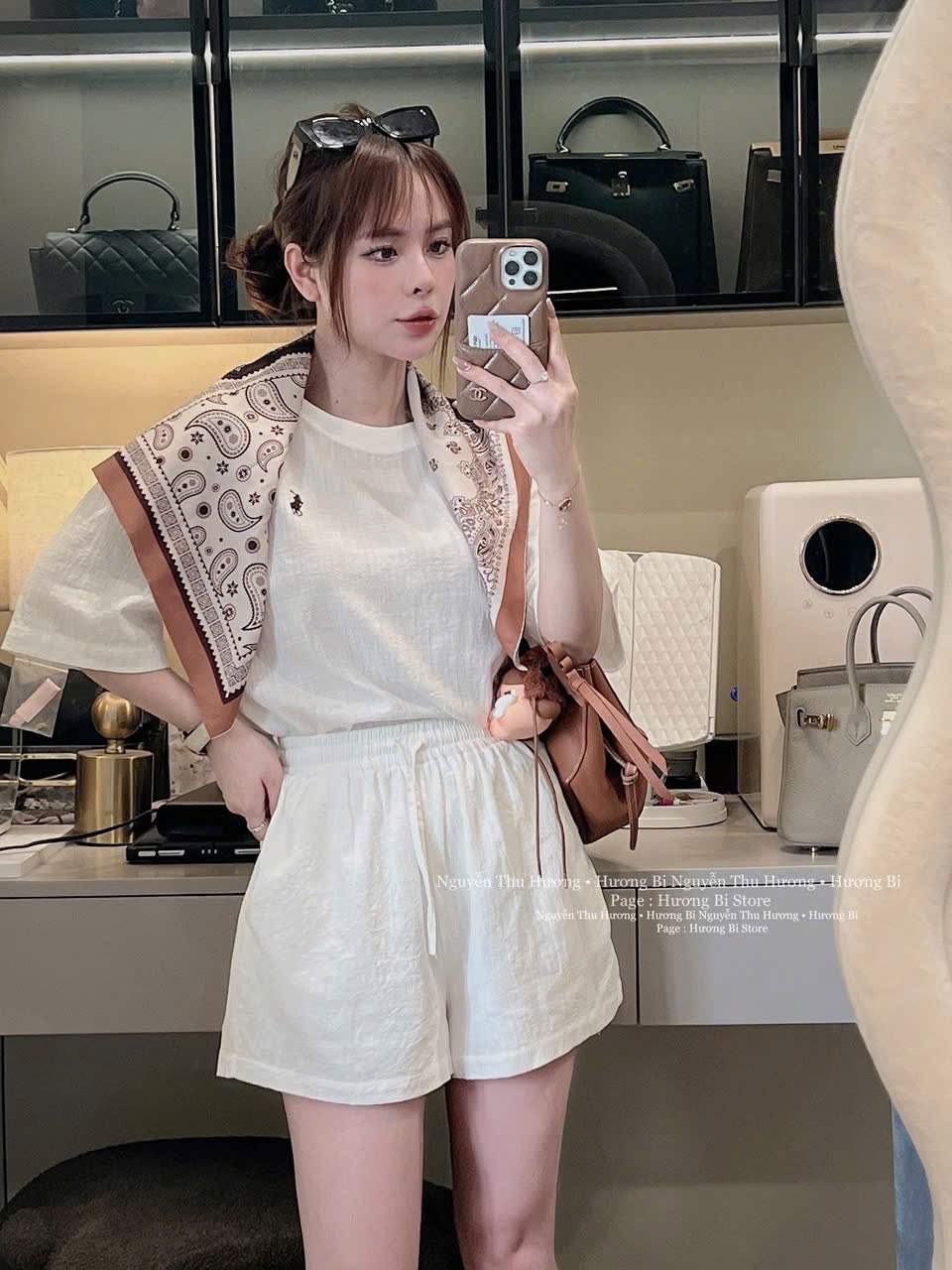 S105 - SET NỮ CỘC ĐŨI TRẮNG THÊU KỊ SĨ KÈM KHĂN