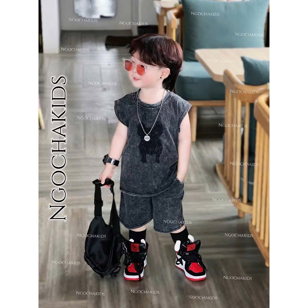 T784 - BỘ ĐÙI BÉ TRAI BA LỖ LOANG XÁM CHÓ MẶT XỆ