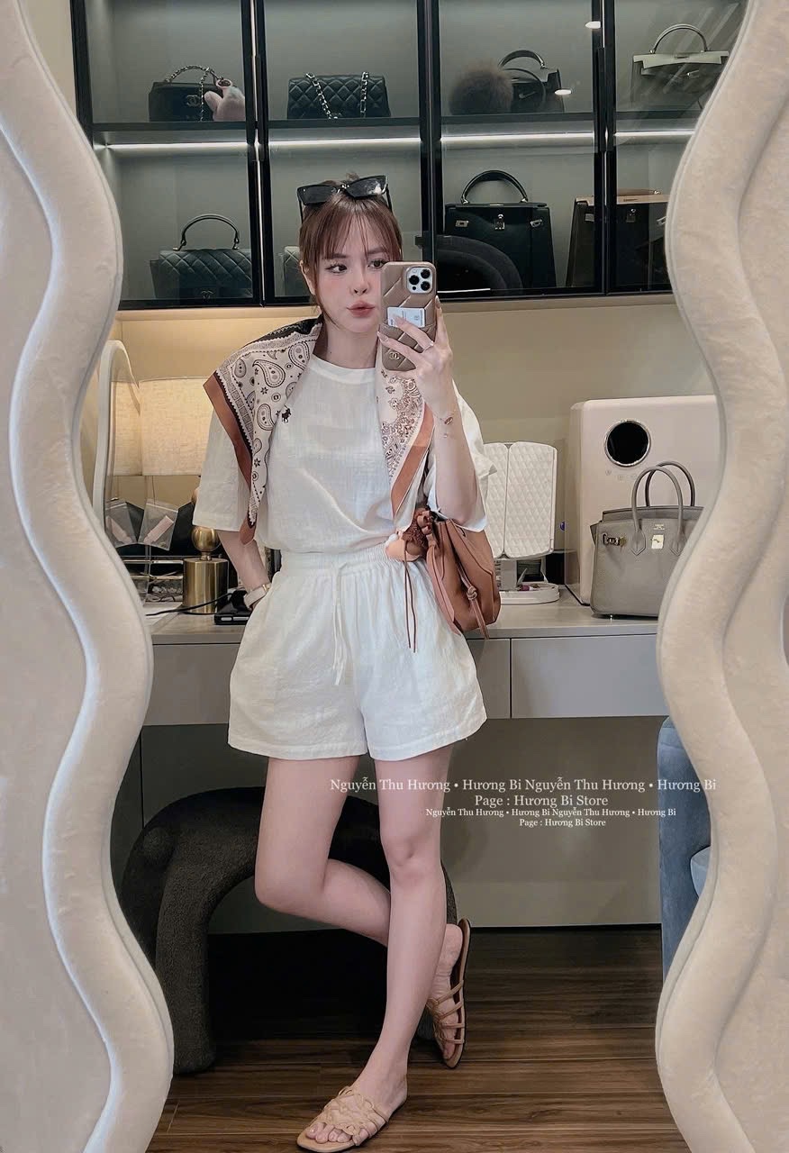 S105 - SET NỮ CỘC ĐŨI TRẮNG THÊU KỊ SĨ KÈM KHĂN