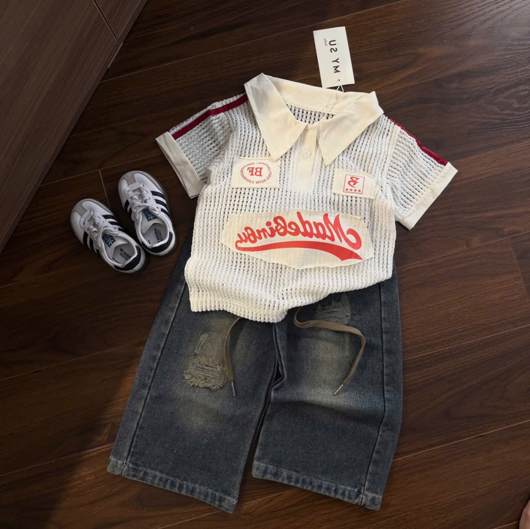 T792 - SET BÉ TRAI ÁO POLO LƯỚI BF QUẦN BÒ