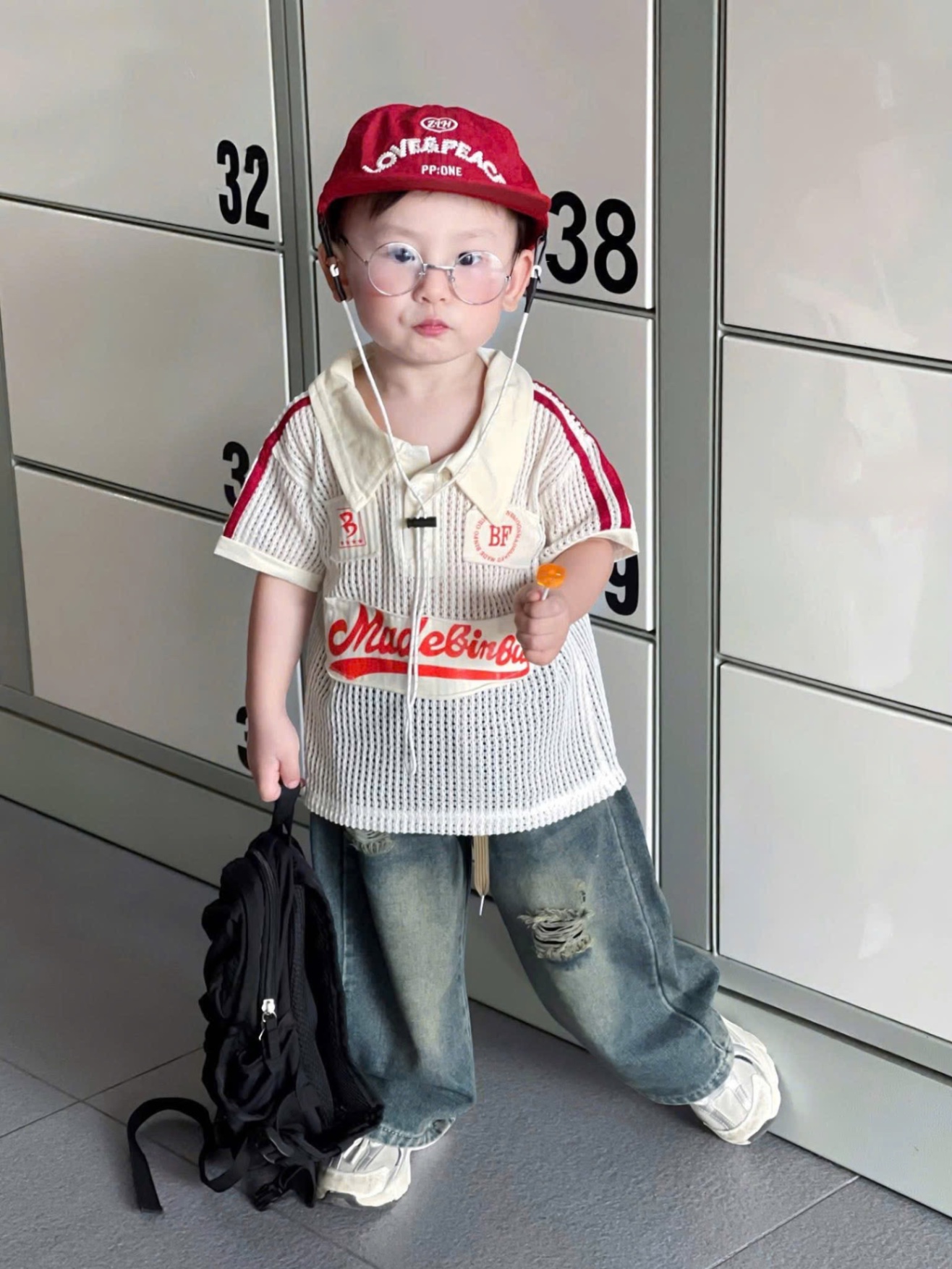 T792 - SET BÉ TRAI ÁO POLO LƯỚI BF QUẦN BÒ